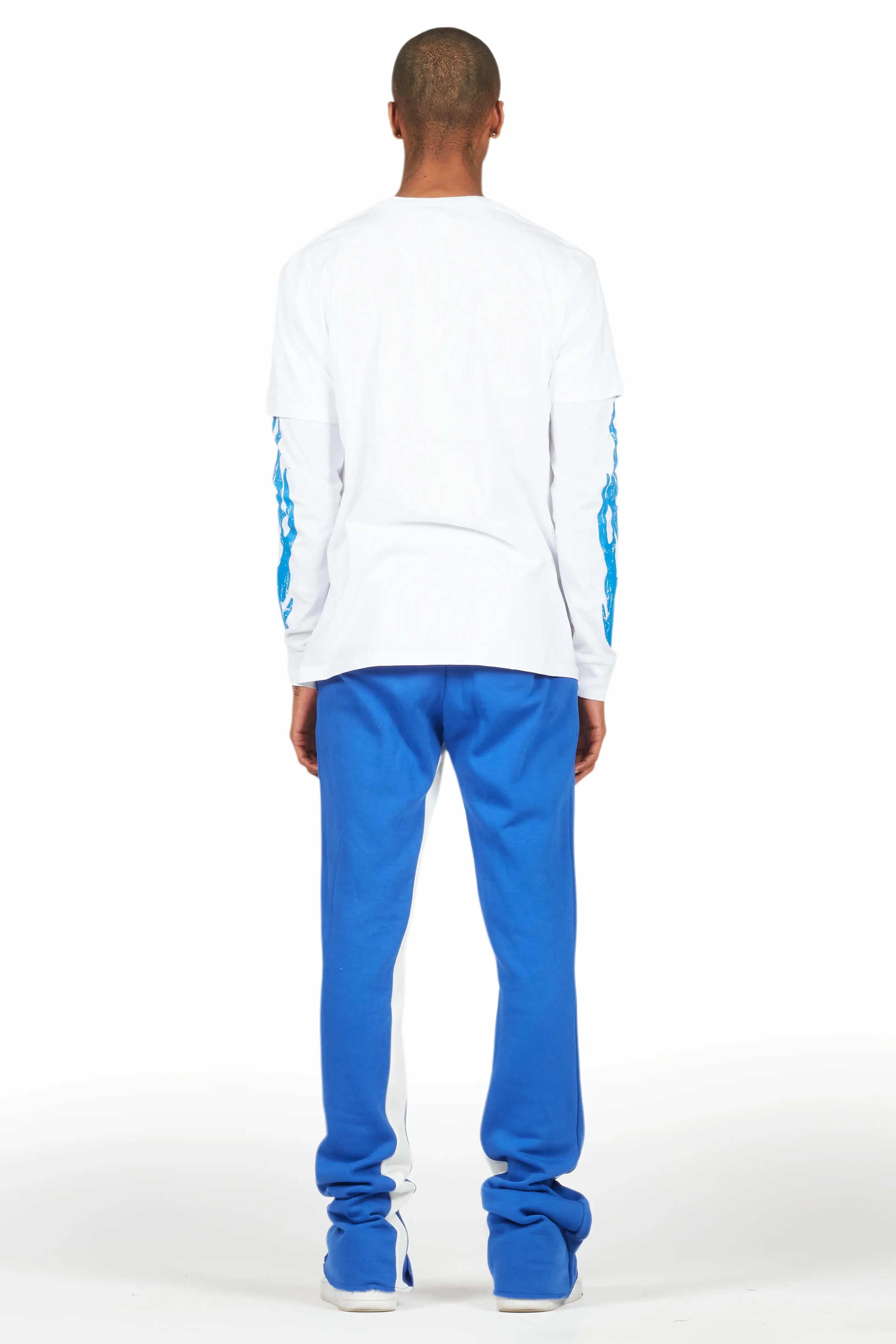 Amos White/Royal Double Layer T-Shirt/Stacked Baggy Pant Set sold by Rockstar Original product image thumbnail 4
