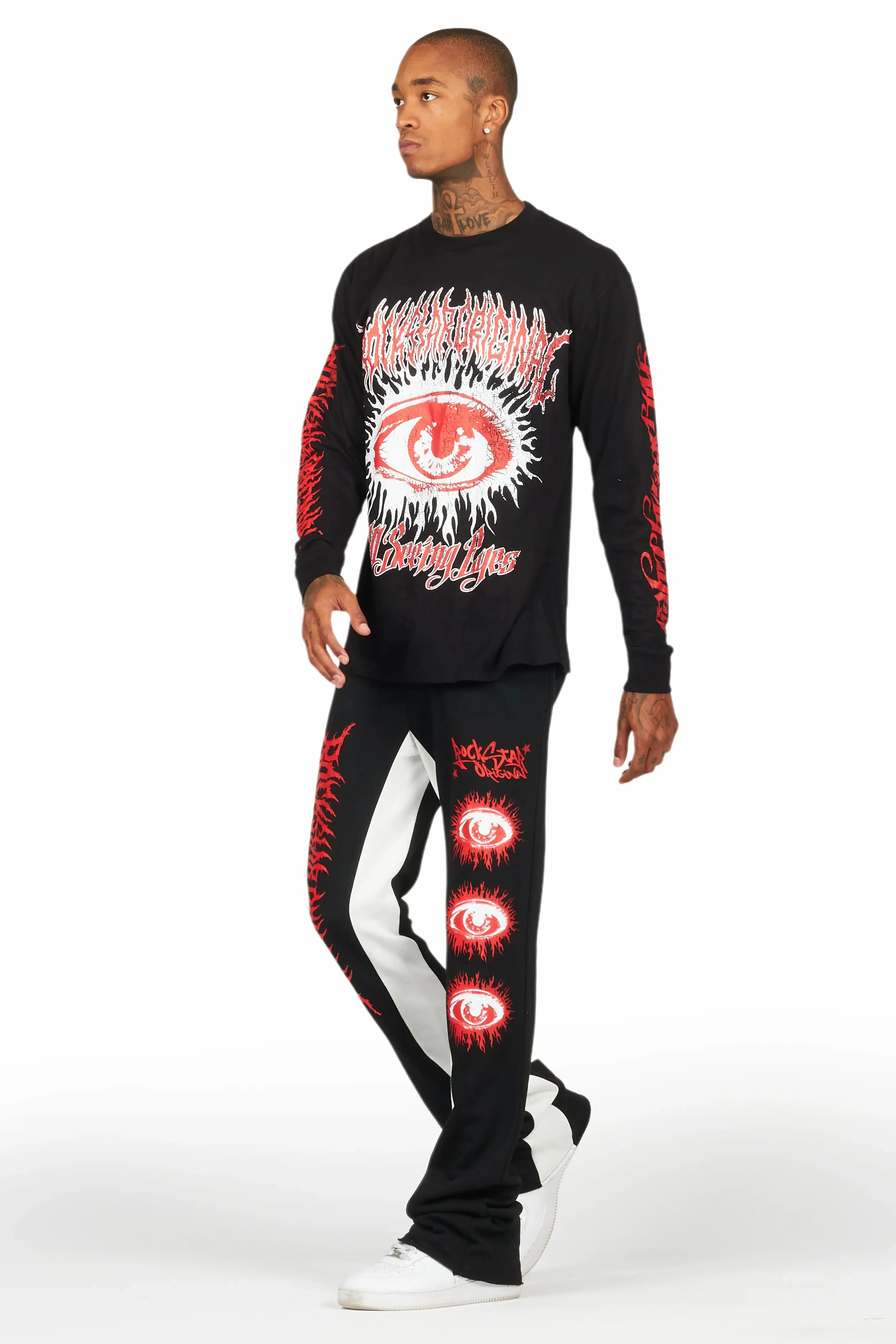 All Seeing Eyes Black/Red Long Sleeve T-Shirt/Baggy Pant Set sold by Rockstar Original product image thumbnail 5