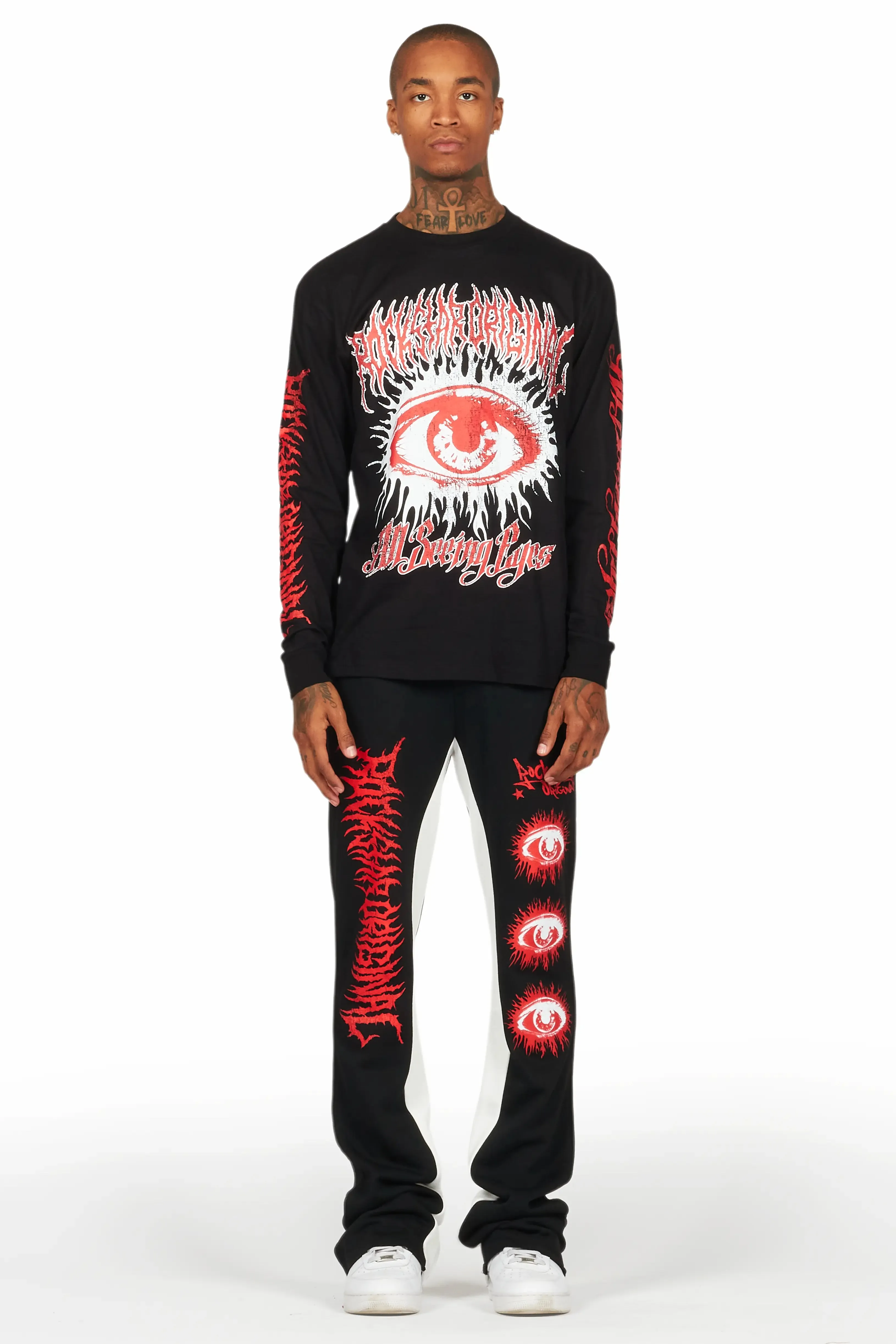 All Seeing Eyes Black/Red Long Sleeve T-Shirt/Baggy Pant Set sold by Rockstar Original product image thumbnail 2