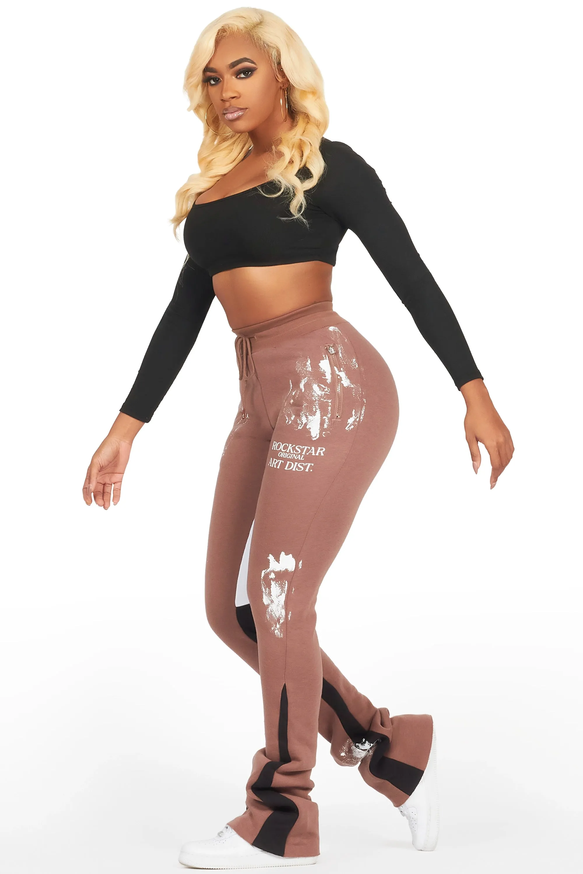 Filipa Mocha Stacked Flare Pant sold by Rockstar Original product image thumbnail 4