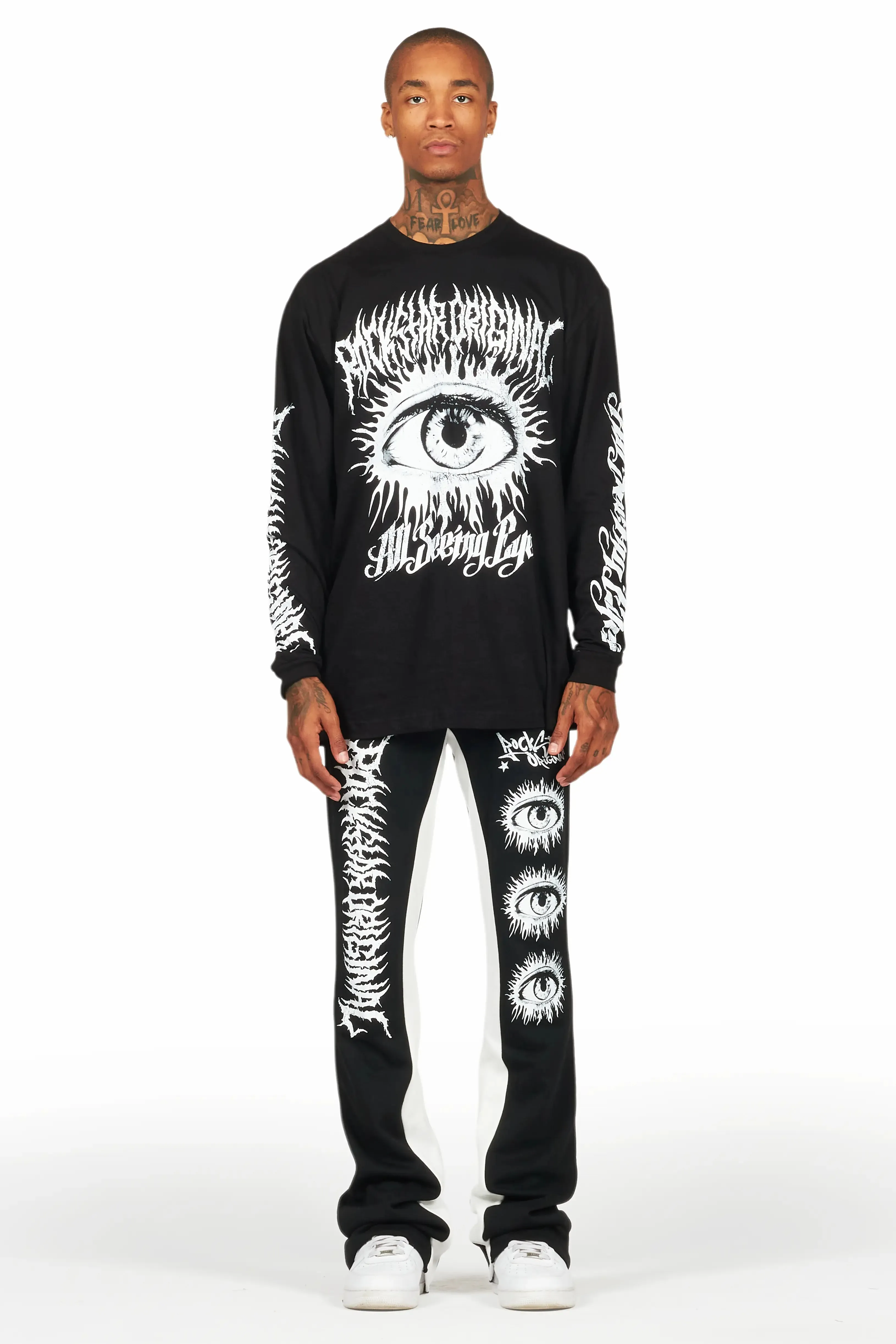 All Seeing Eyes Black/White Long Sleeve T-Shirt/Baggy Pant Set sold by Rockstar Original product image thumbnail 2
