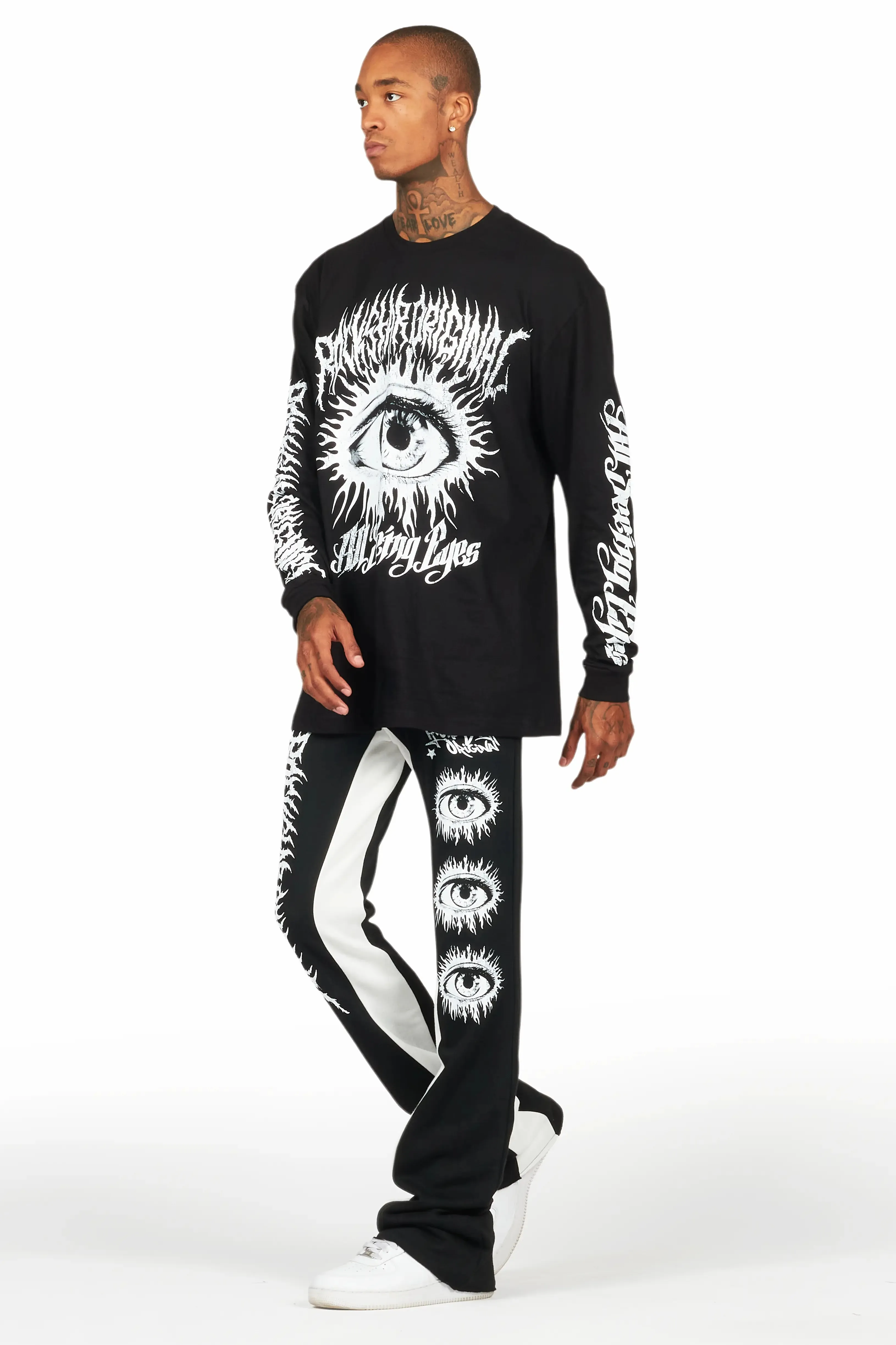 All Seeing Eyes Black/White Long Sleeve T-Shirt/Baggy Pant Set sold by Rockstar Original product image thumbnail 5