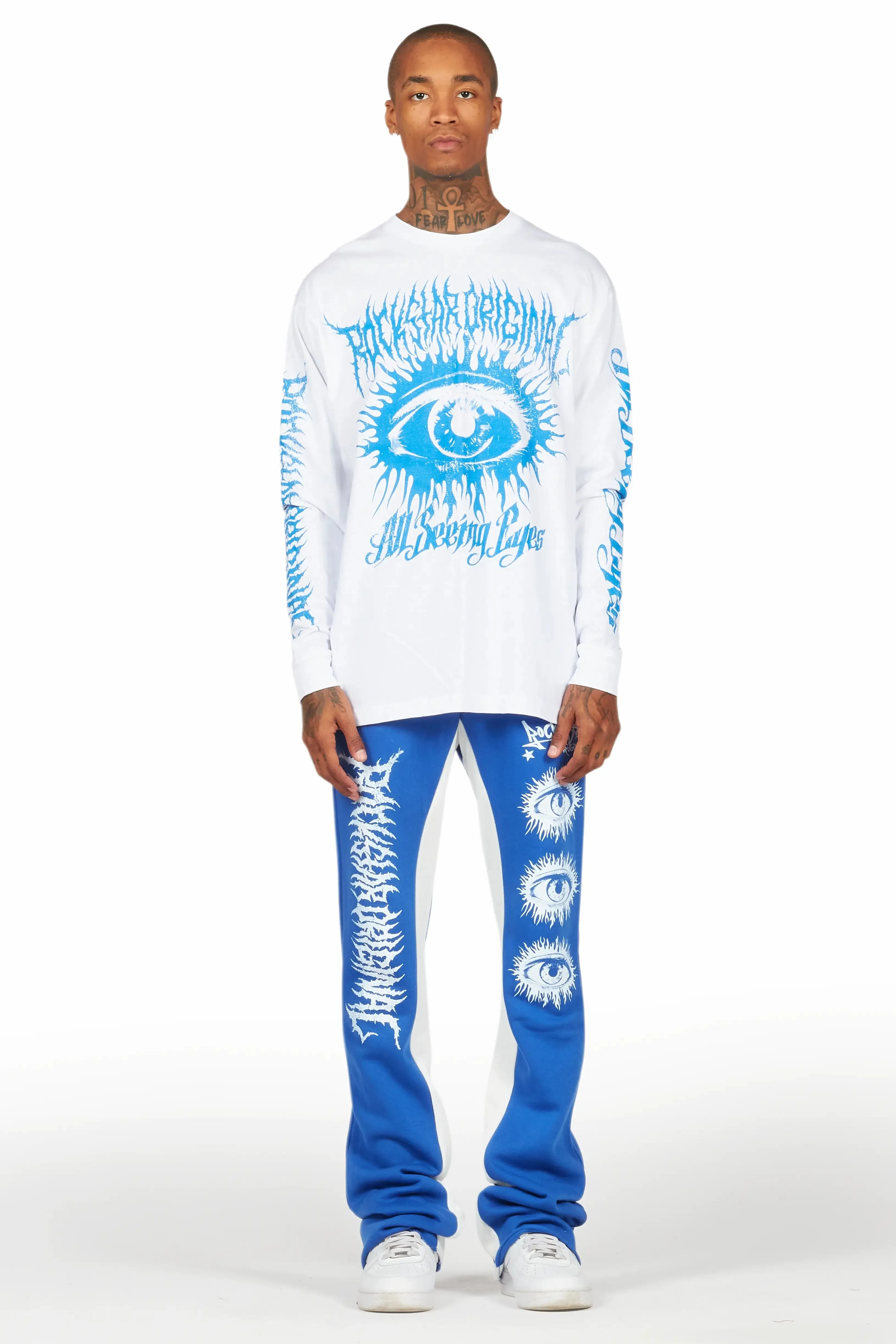 All Seeing Eyes White/Royal Long Sleeve T-Shirt/Baggy Pant Set sold by Rockstar Original product image thumbnail 2