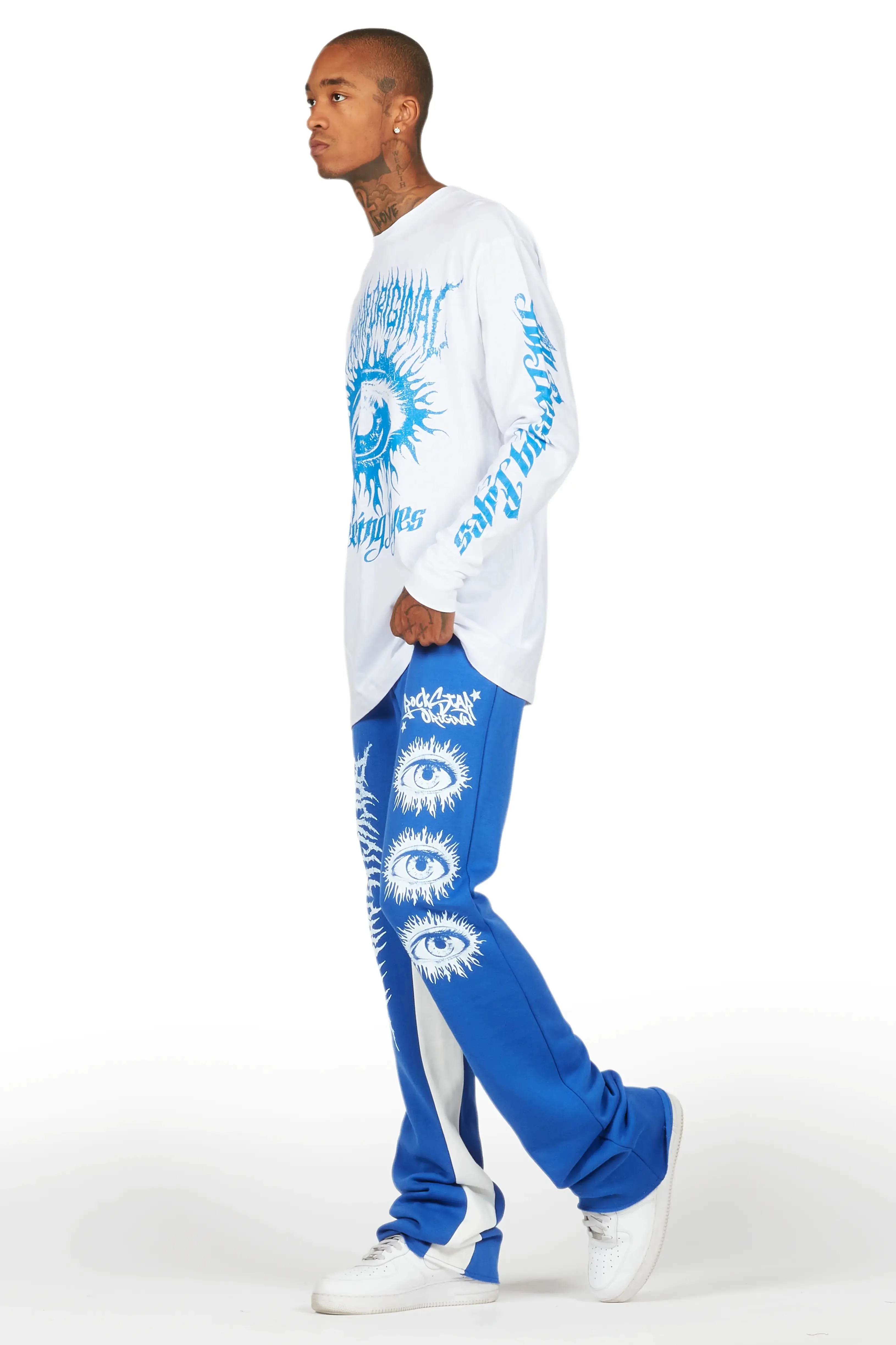 All Seeing Eyes White/Royal Long Sleeve T-Shirt/Baggy Pant Set sold by Rockstar Original product image thumbnail 5
