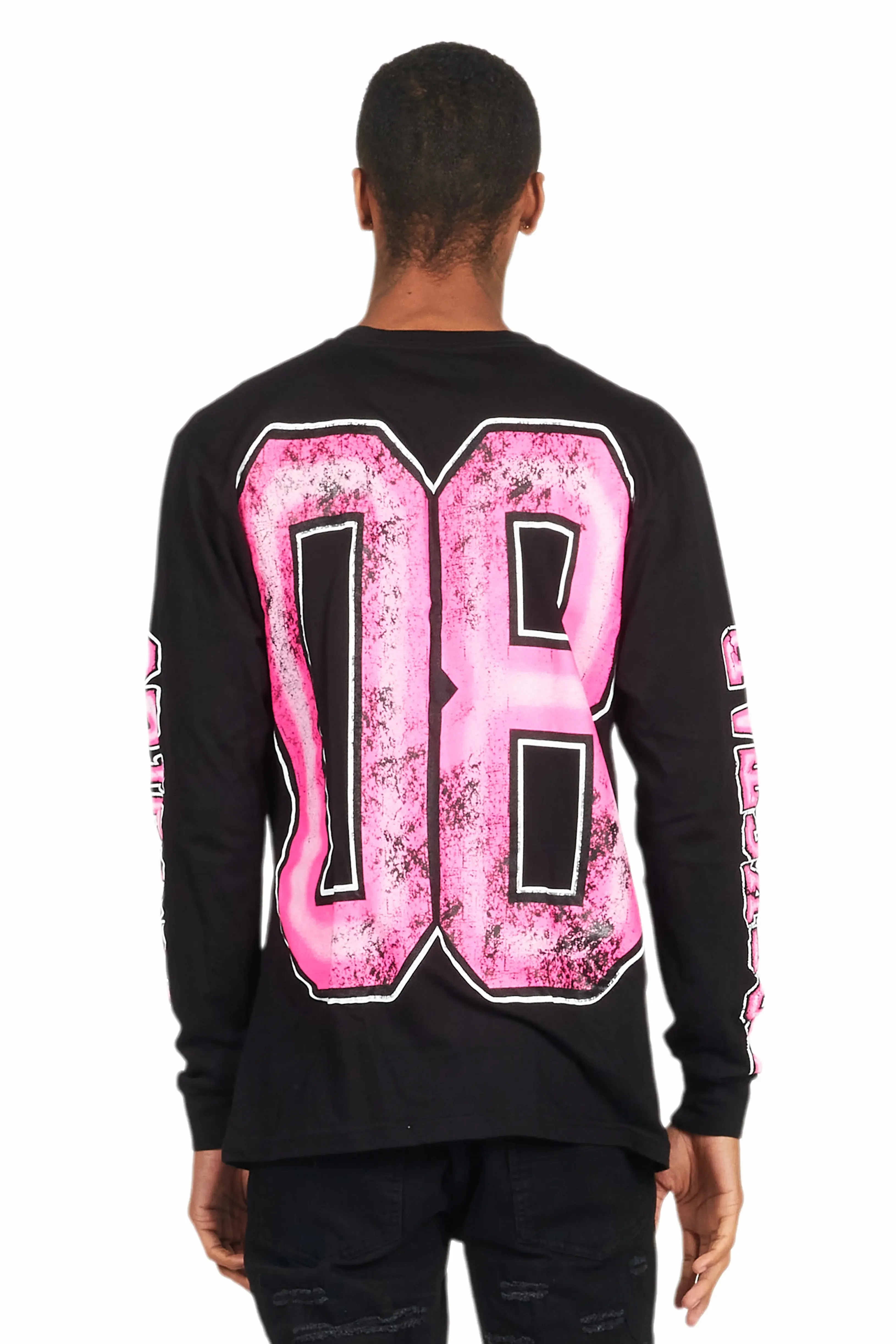 Fields Black/Pink Double Layer Long Sleeve Graphic T-Shirt sold by Rockstar Original product image thumbnail 3