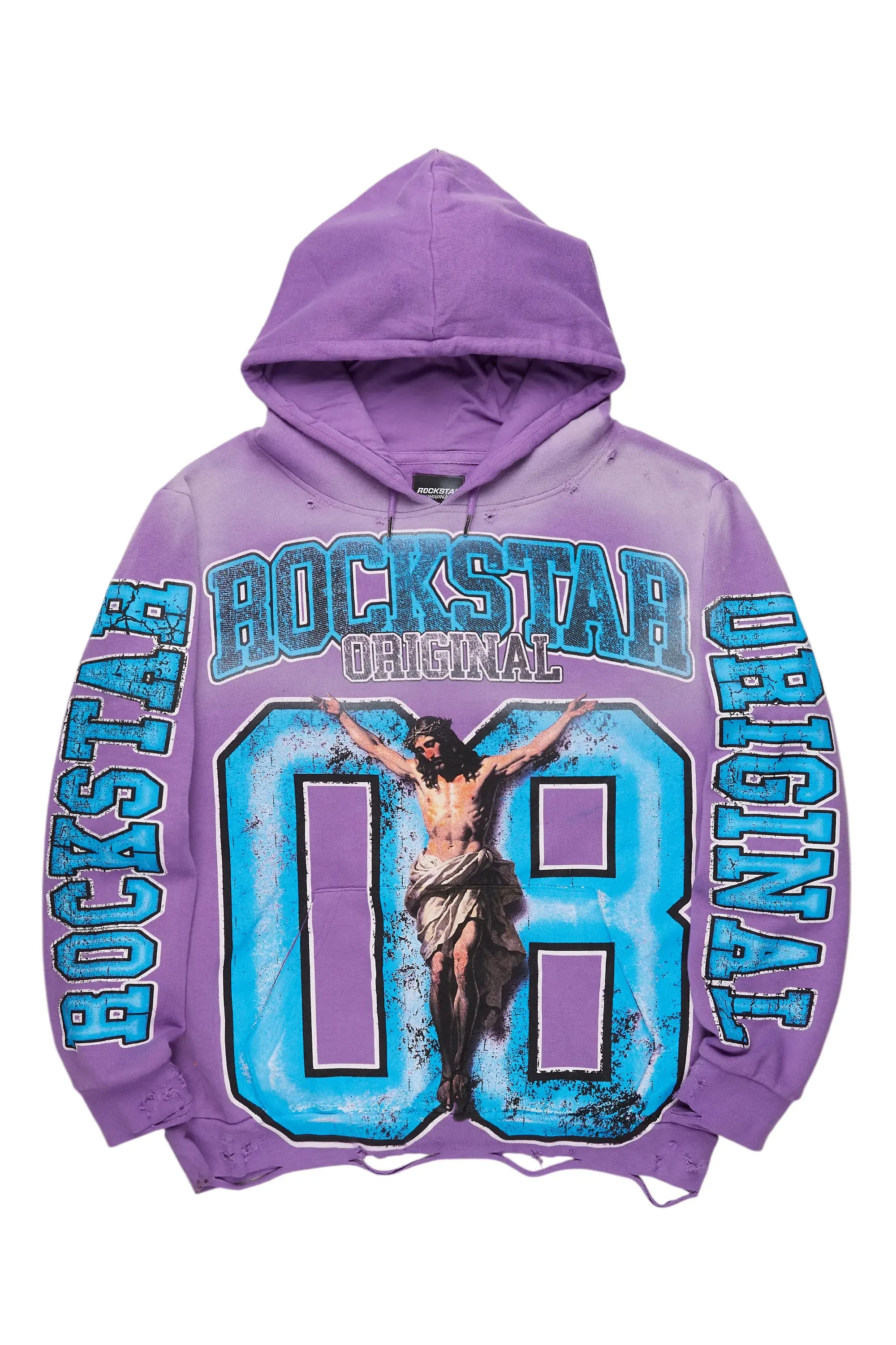 Fields Purple Distressed Graphic Hoodie sold by Rockstar Original