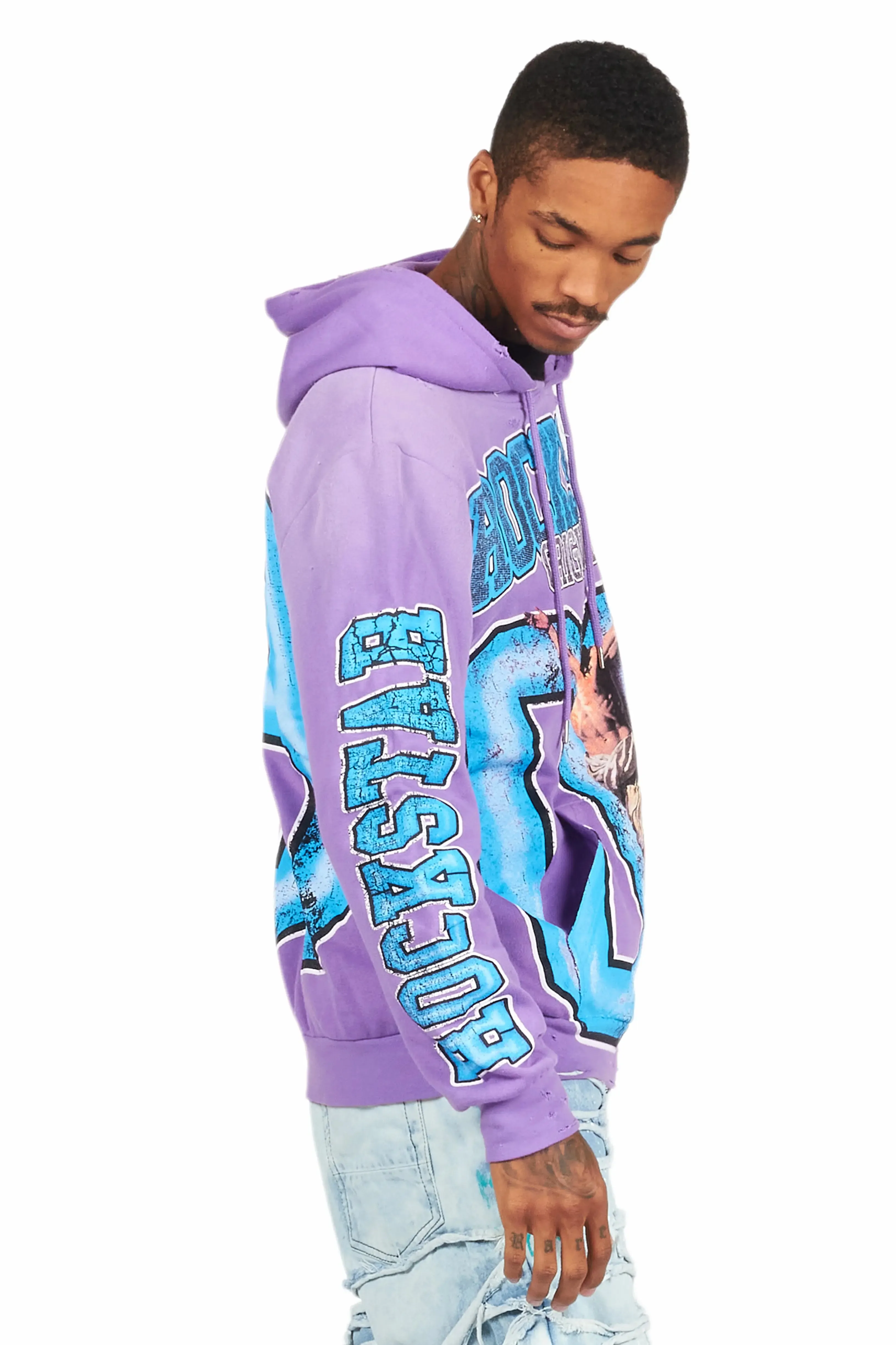 Fields Purple Distressed Graphic Hoodie sold by Rockstar Original product image thumbnail 5