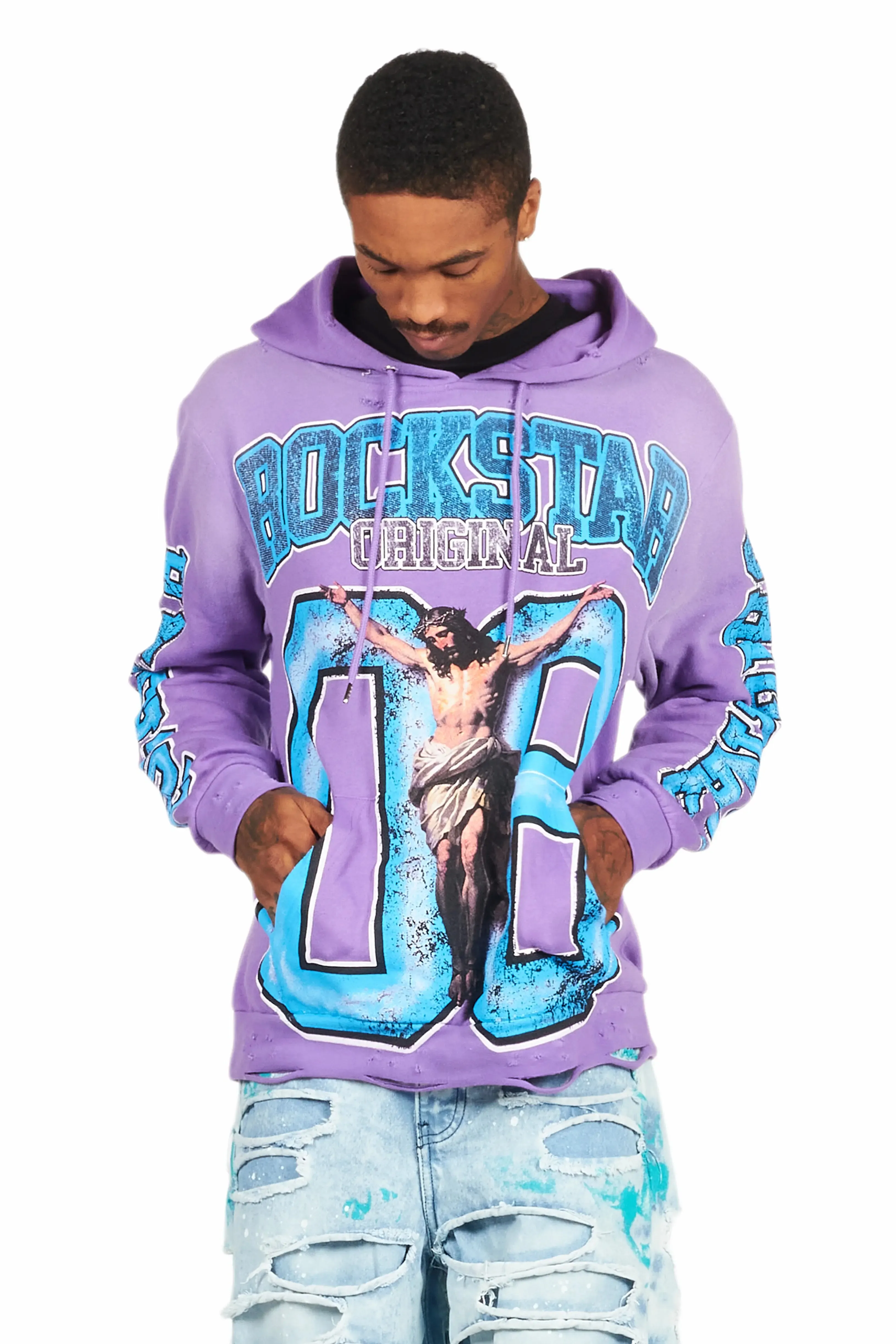 Fields Purple Distressed Graphic Hoodie sold by Rockstar Original product image thumbnail 3