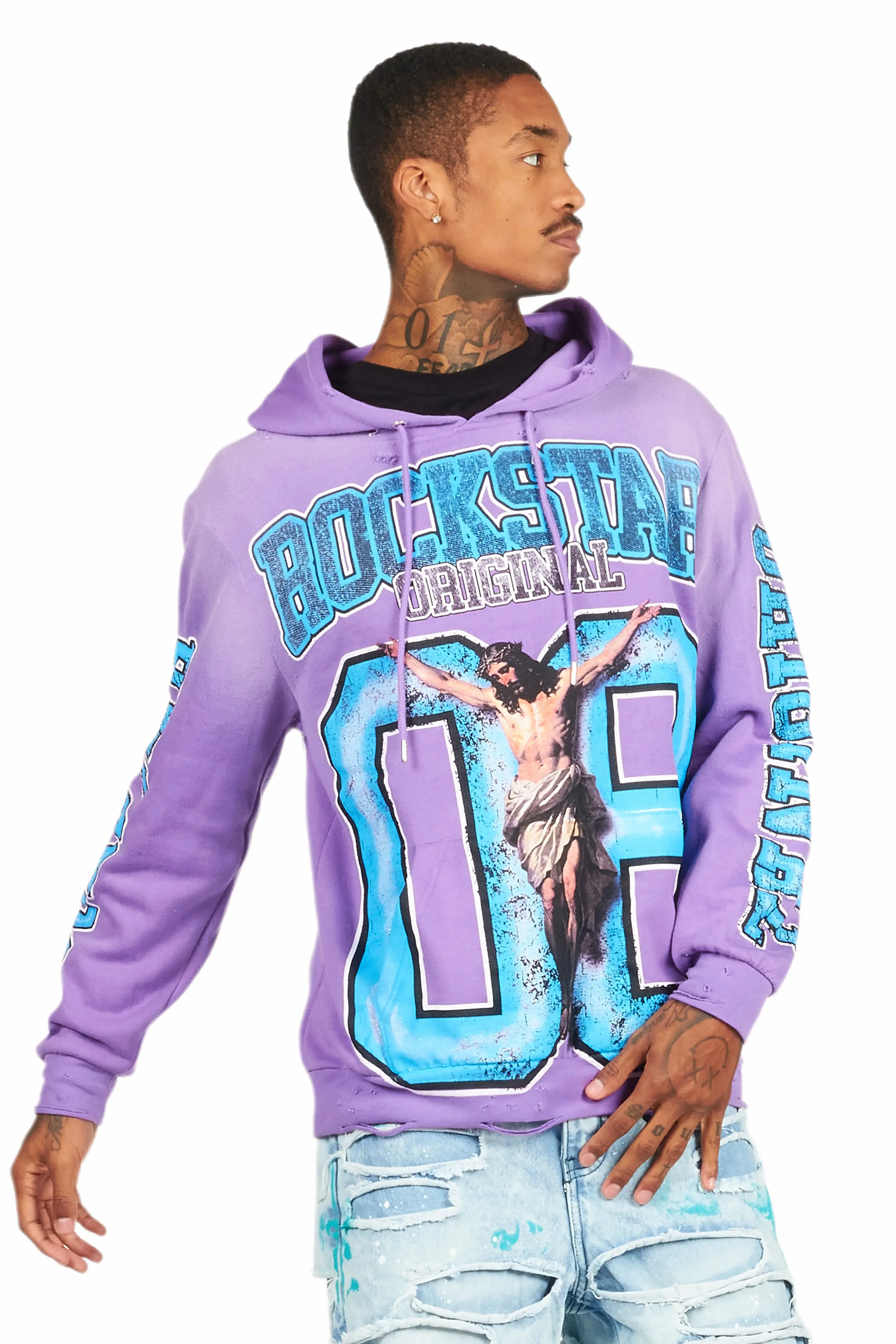 Fields Purple Distressed Graphic Hoodie sold by Rockstar Original product image thumbnail 4