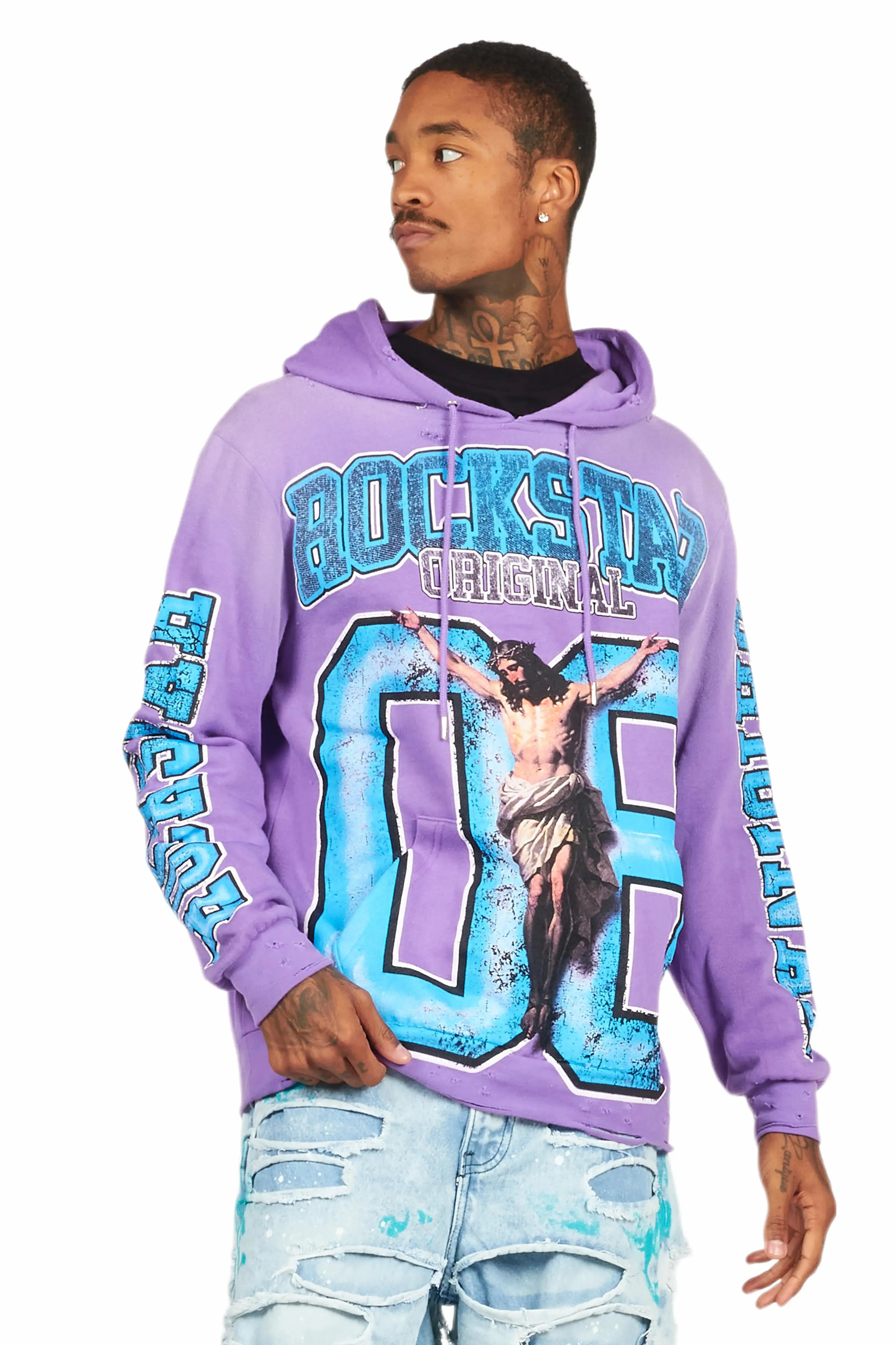 Fields Purple Distressed Graphic Hoodie sold by Rockstar Original product image thumbnail 2