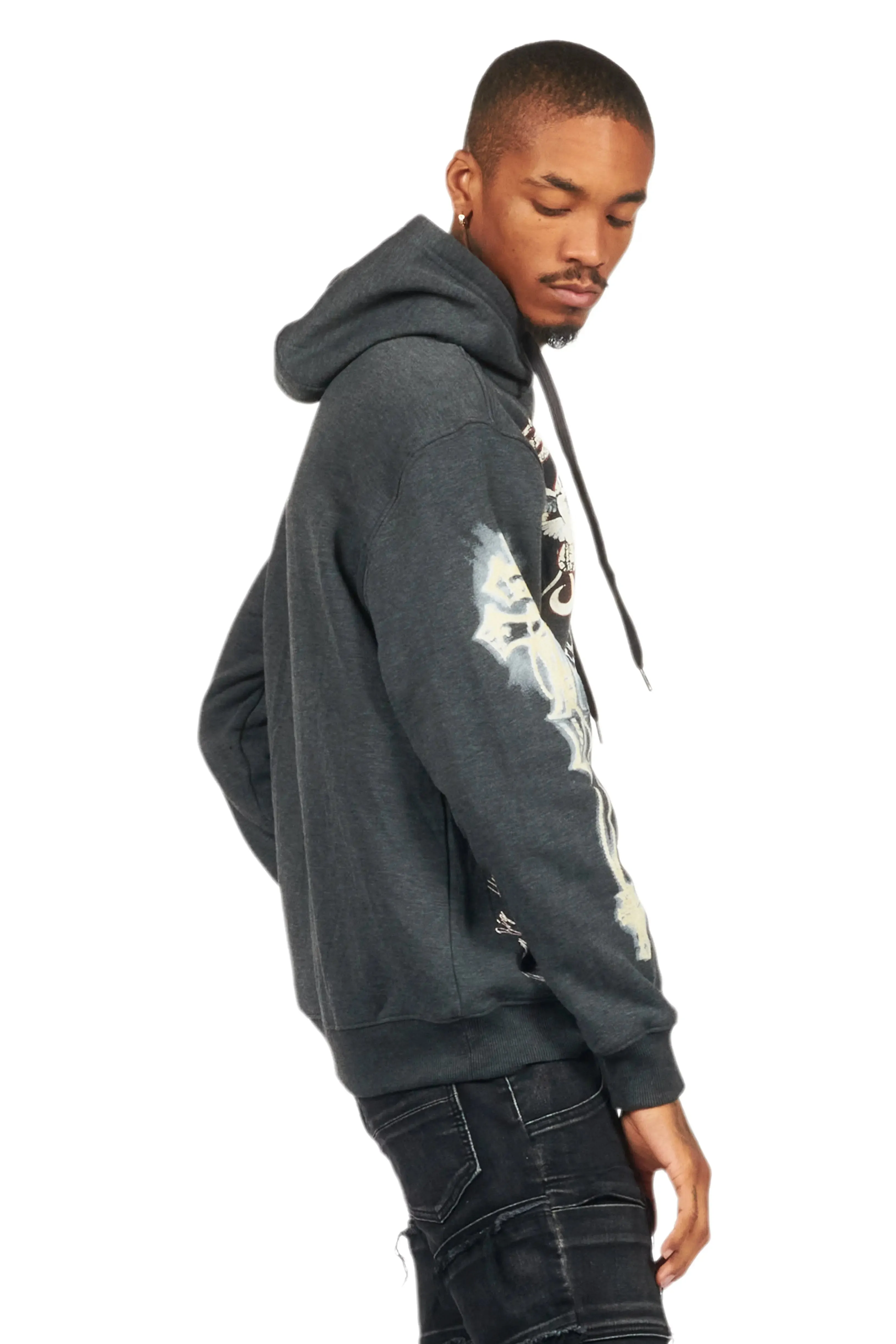 Danby Charcoal Graphic Distressed Hoodie sold by Rockstar Original product image thumbnail 4