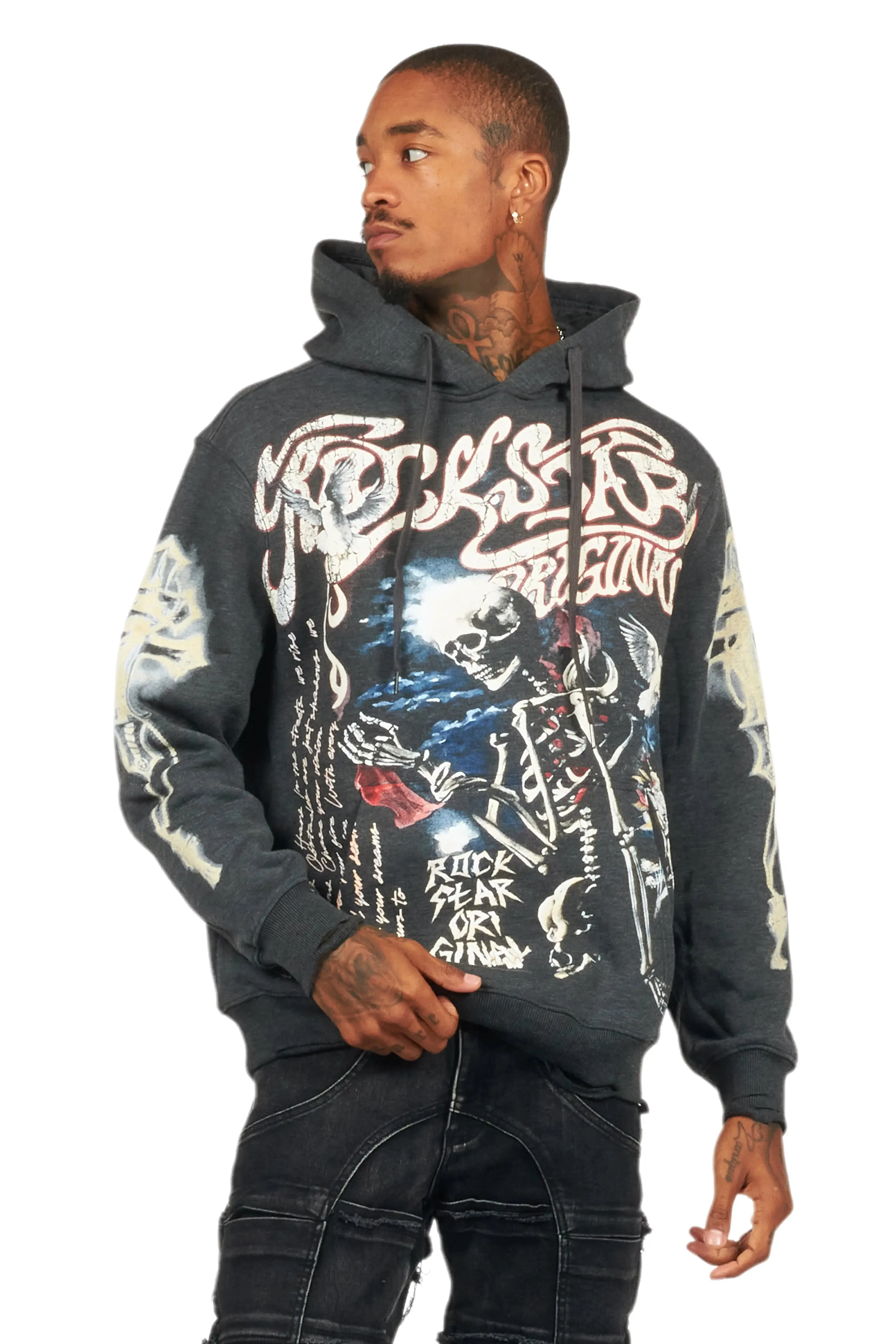 Danby Charcoal Graphic Distressed Hoodie sold by Rockstar Original product image thumbnail 2