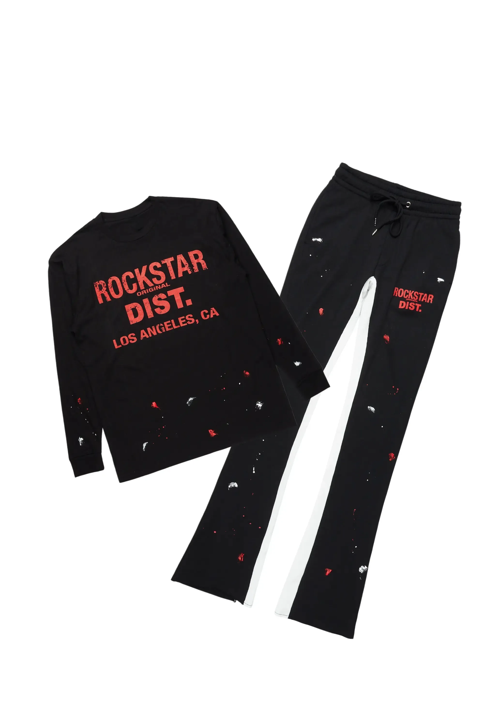 Scottie Black/Red Long Sleeve T-Shirt/Baggy Pant Set sold by Rockstar Original