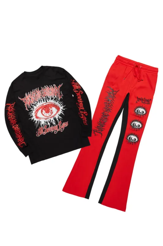 All Seeing Eyes Red/Black Long Sleeve T-Shirt/Baggy Pant Set sold by Rockstar Original