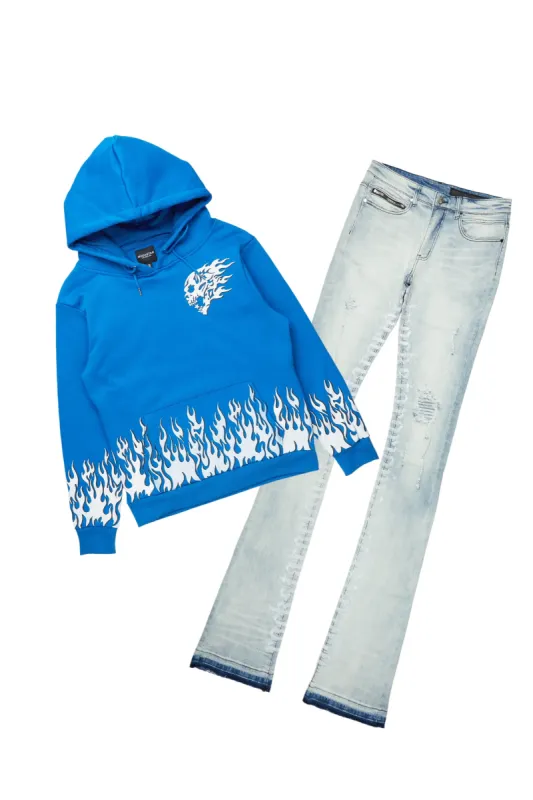 Bubble Royal Blue Hoodie & Colette Stacked Flare Jean Bundle sold by Rockstar Original