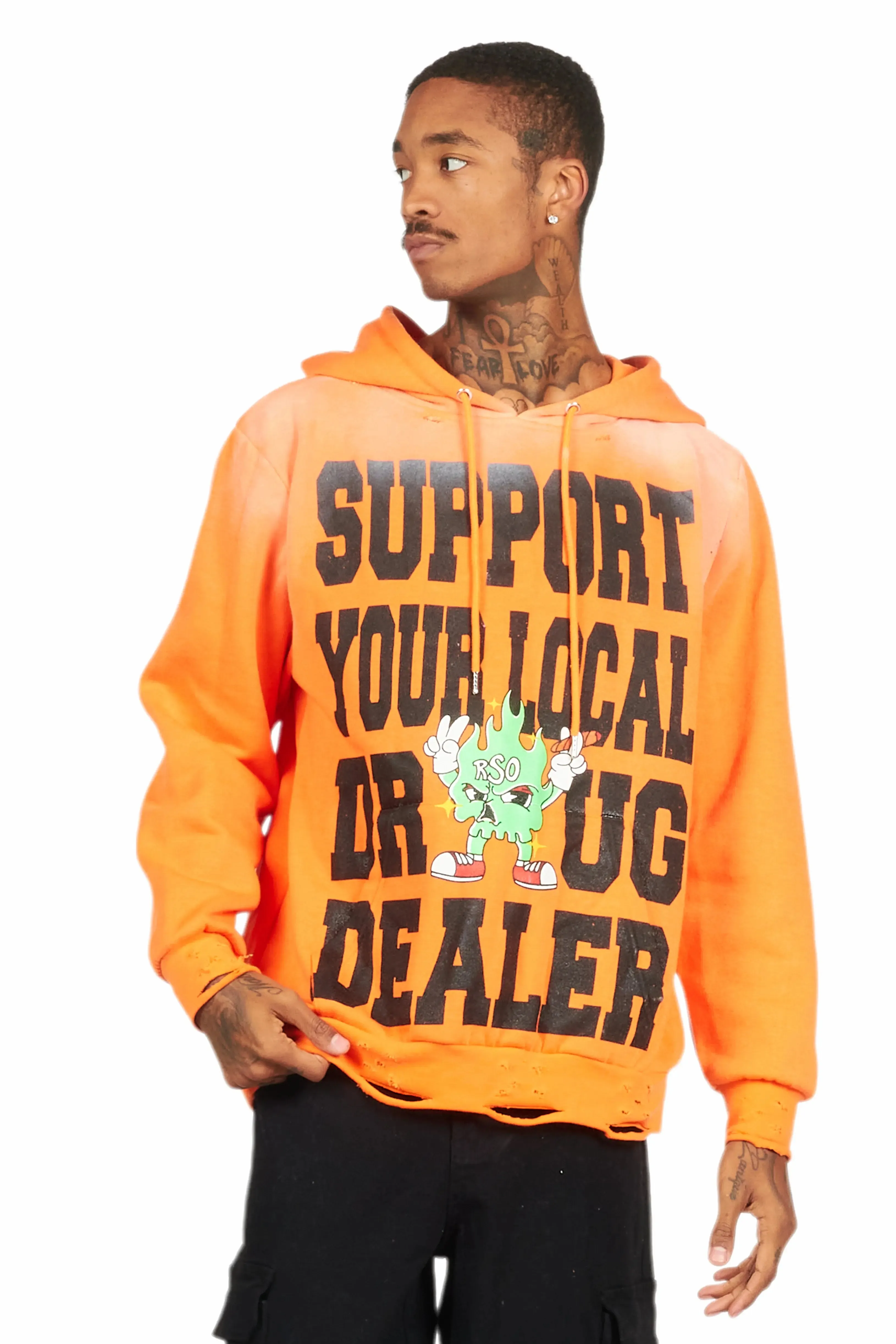 Tarl Orange Distressed Graphic Hoodie sold by Rockstar Original product image thumbnail 2