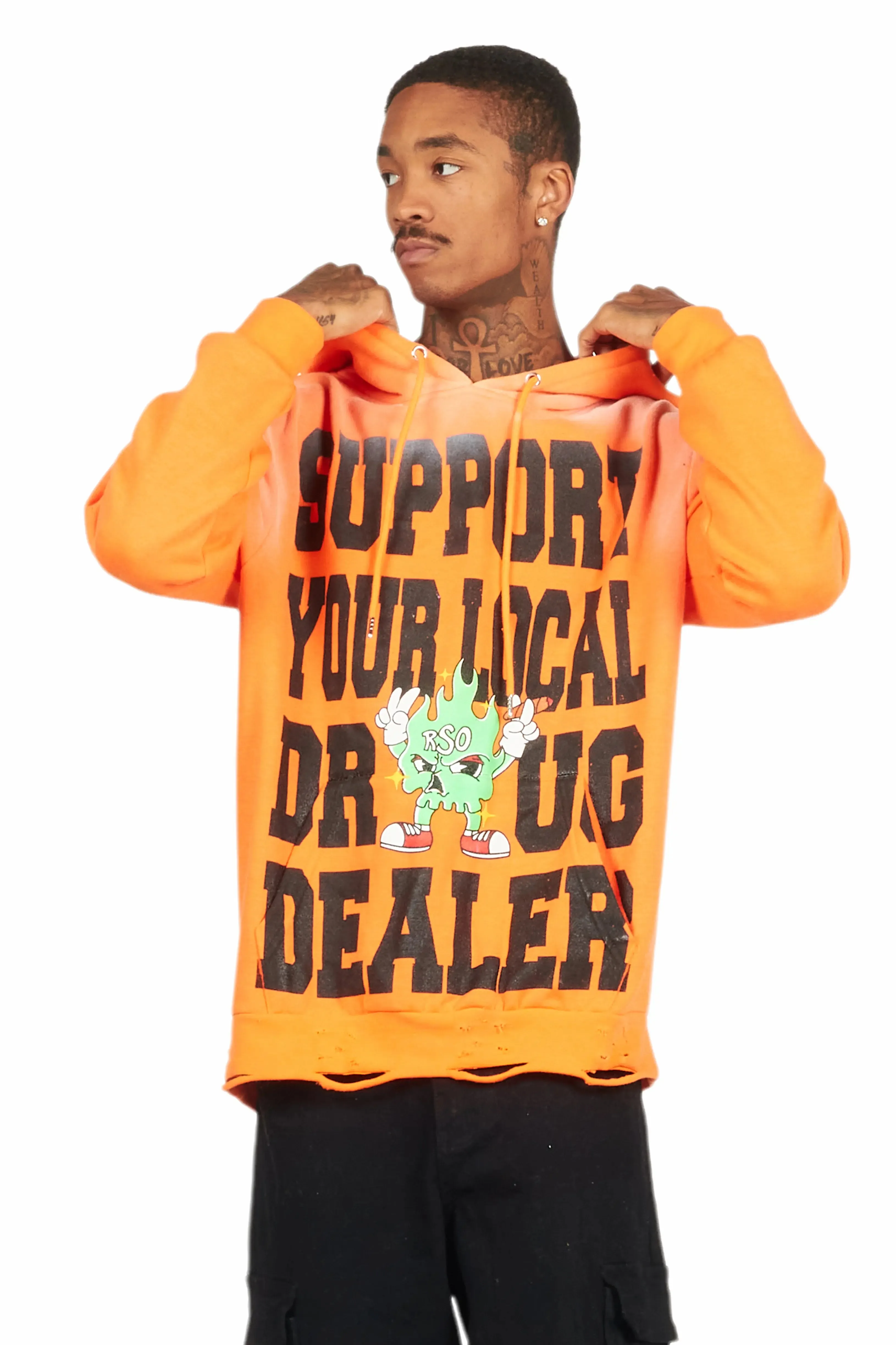 Tarl Orange Distressed Graphic Hoodie sold by Rockstar Original product image thumbnail 4