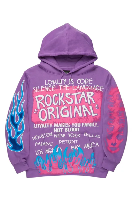 Beno Purple Distressed Graphic Hoodie sold by Rockstar Original