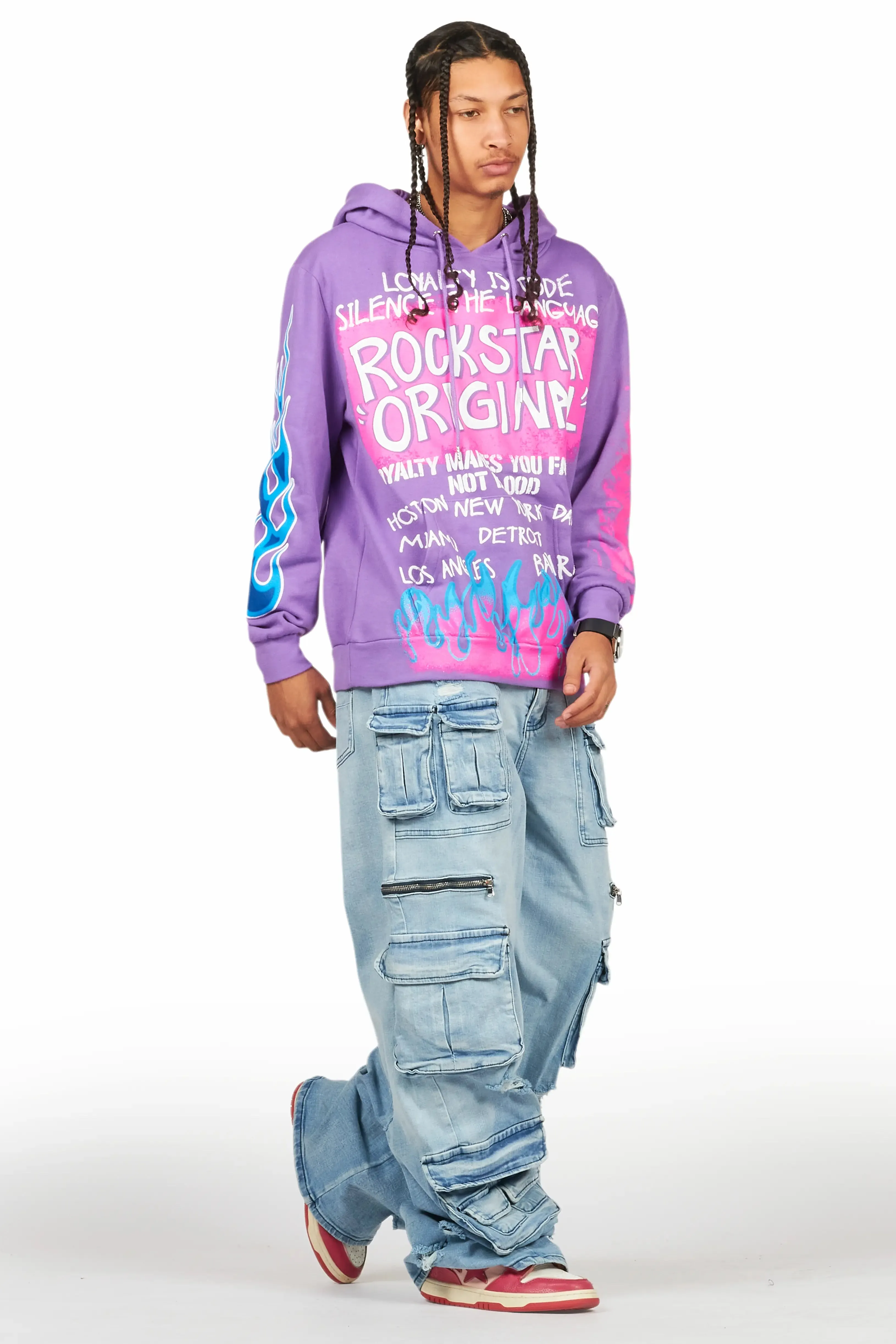 Beno Purple Distressed Graphic Hoodie sold by Rockstar Original product image thumbnail 4