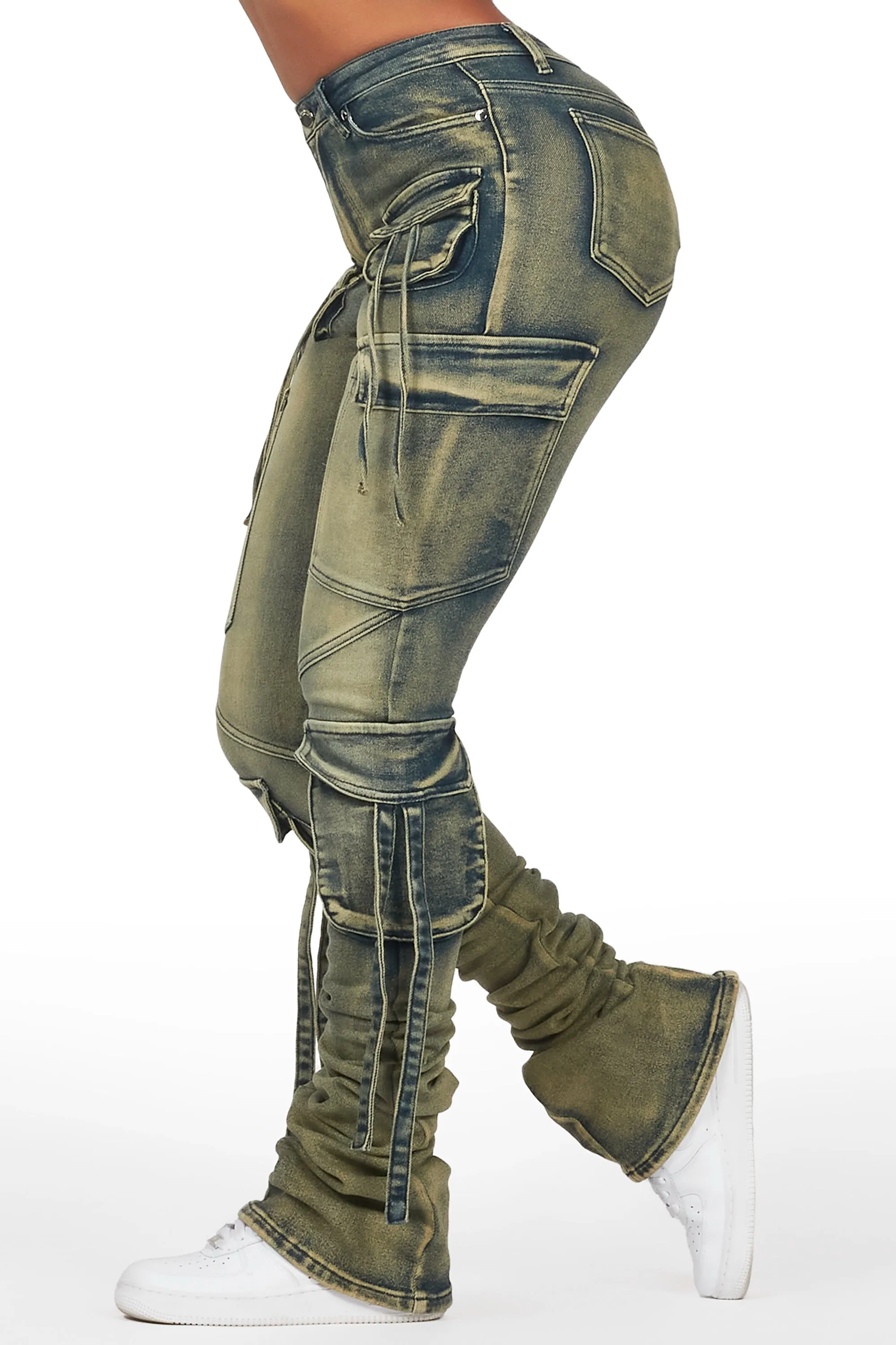 Rakesha Tinted Dark Wash Cargo Super Stacked Jean sold by Rockstar Original product image thumbnail 3