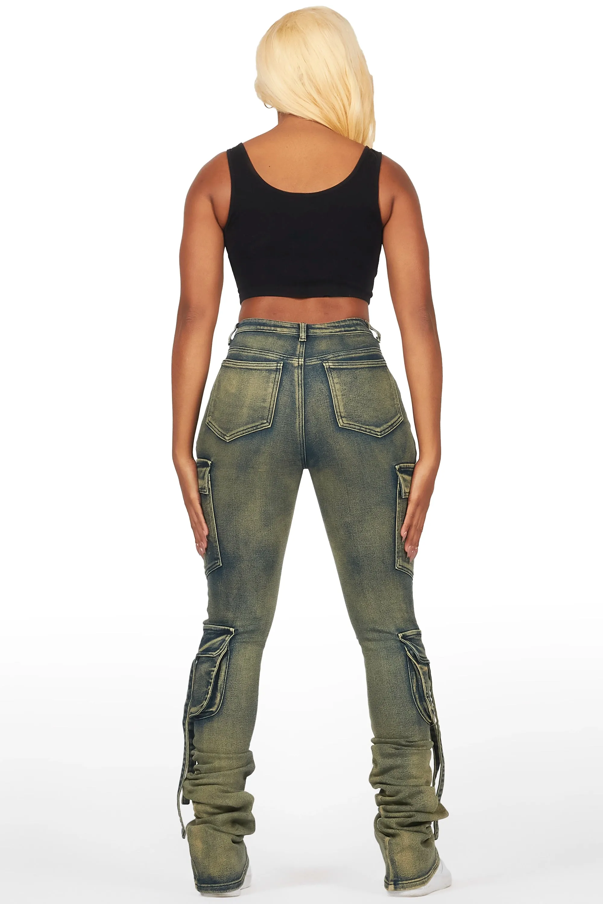 Rakesha Tinted Dark Wash Cargo Super Stacked Jean sold by Rockstar Original product image thumbnail 5