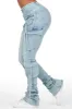 Rakesha Light Wash Cargo Super Stacked Jean sold by Rockstar Original