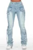 Rakesha Light Wash Cargo Super Stacked Jean sold by Rockstar Original
