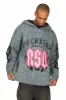 Boaz Heather Grey Graphic Mohair Hoodie sold by Rockstar Original