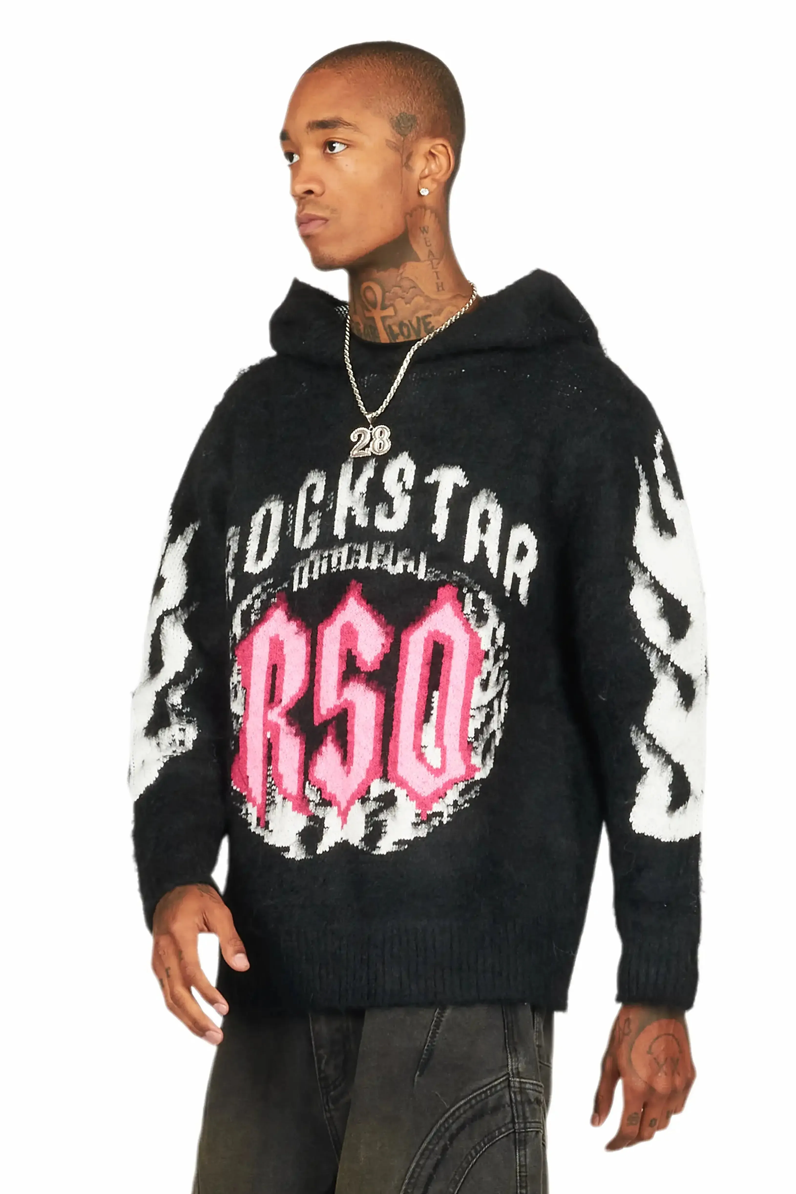 Boaz Black Graphic Mohair Hoodie sold by Rockstar Original product image thumbnail 5