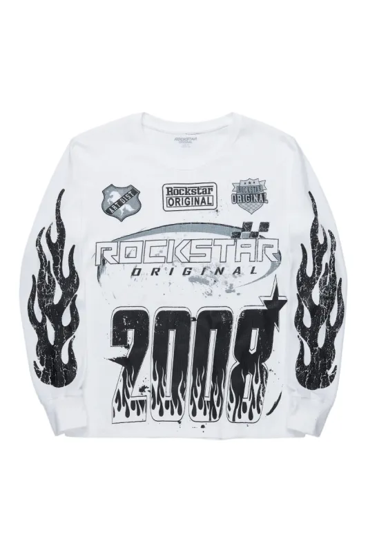 Amos White/Black Thermal Long Sleeve Graphic T-Shirt sold by Rockstar Original