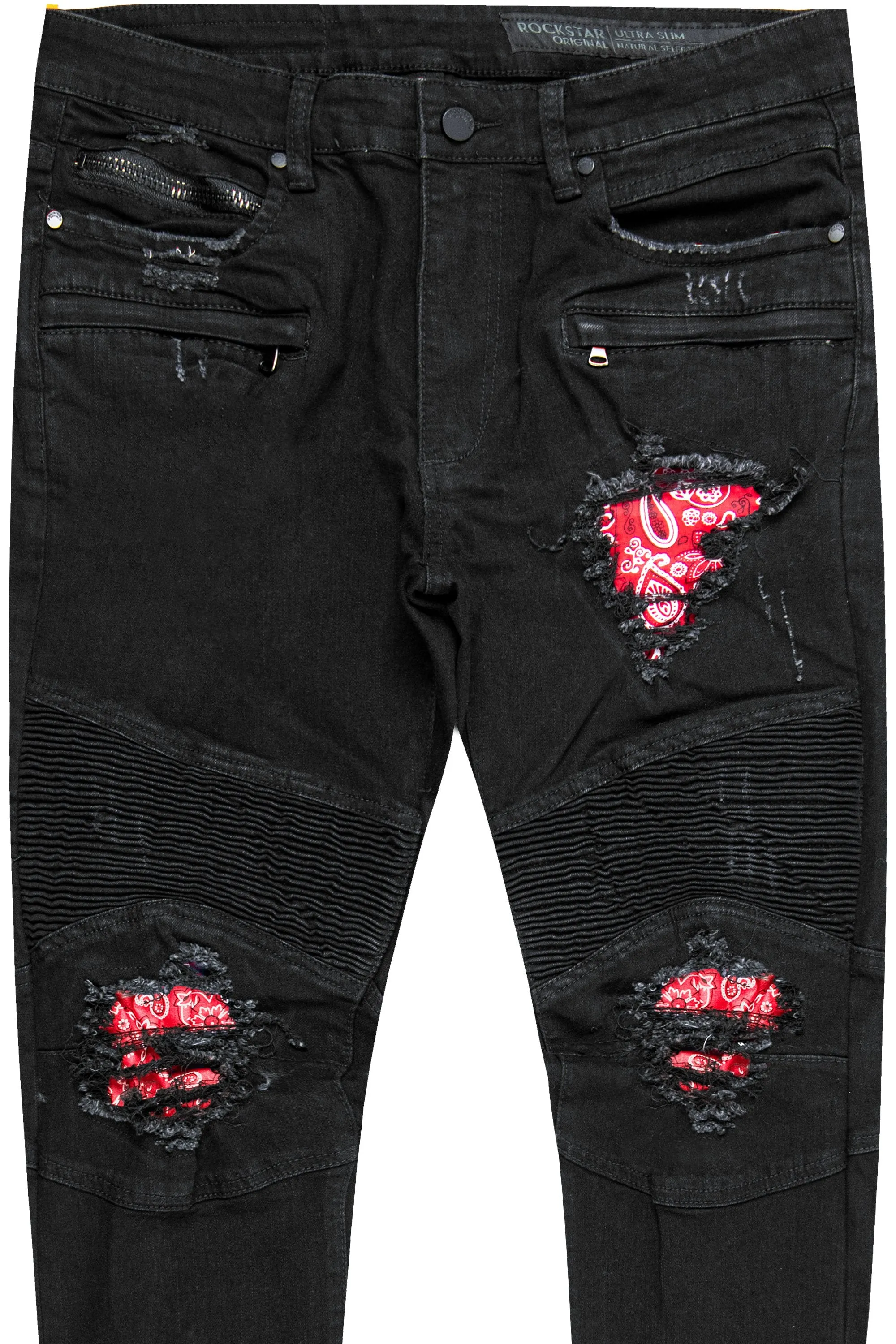 Bruce Biker Patch Jean- Blk/Red sold by Rockstar Original product image thumbnail 2