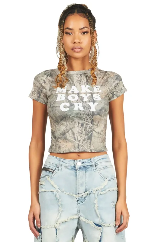 LaMeka Tree Camo Crop T-Shirt sold by Rockstar Original