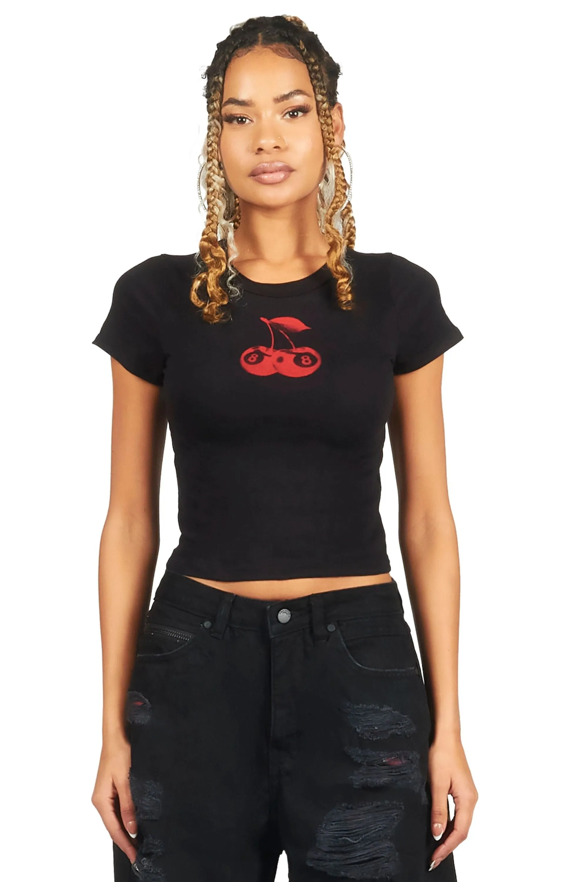 Cherrie Black Crop T-Shirt sold by Rockstar Original
