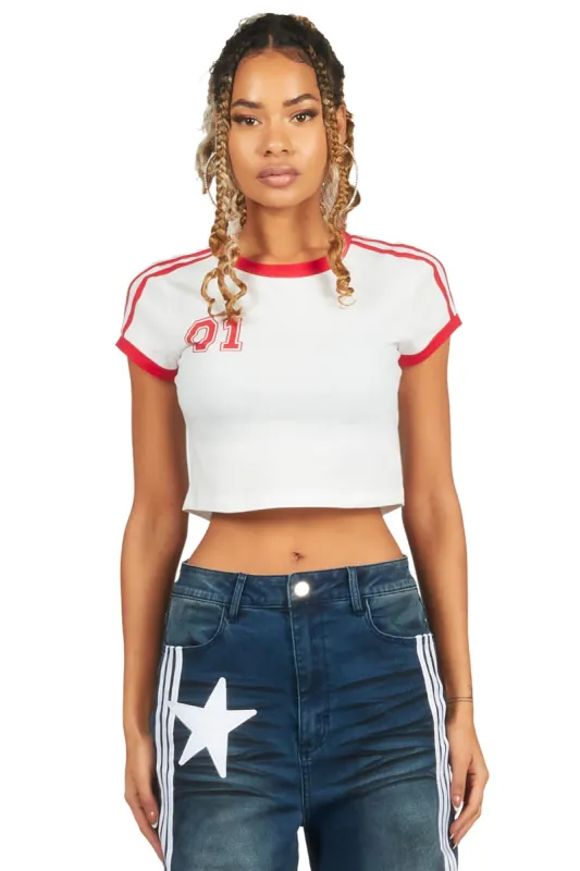 Jeanine White Crop T-Shirt sold by Rockstar Original