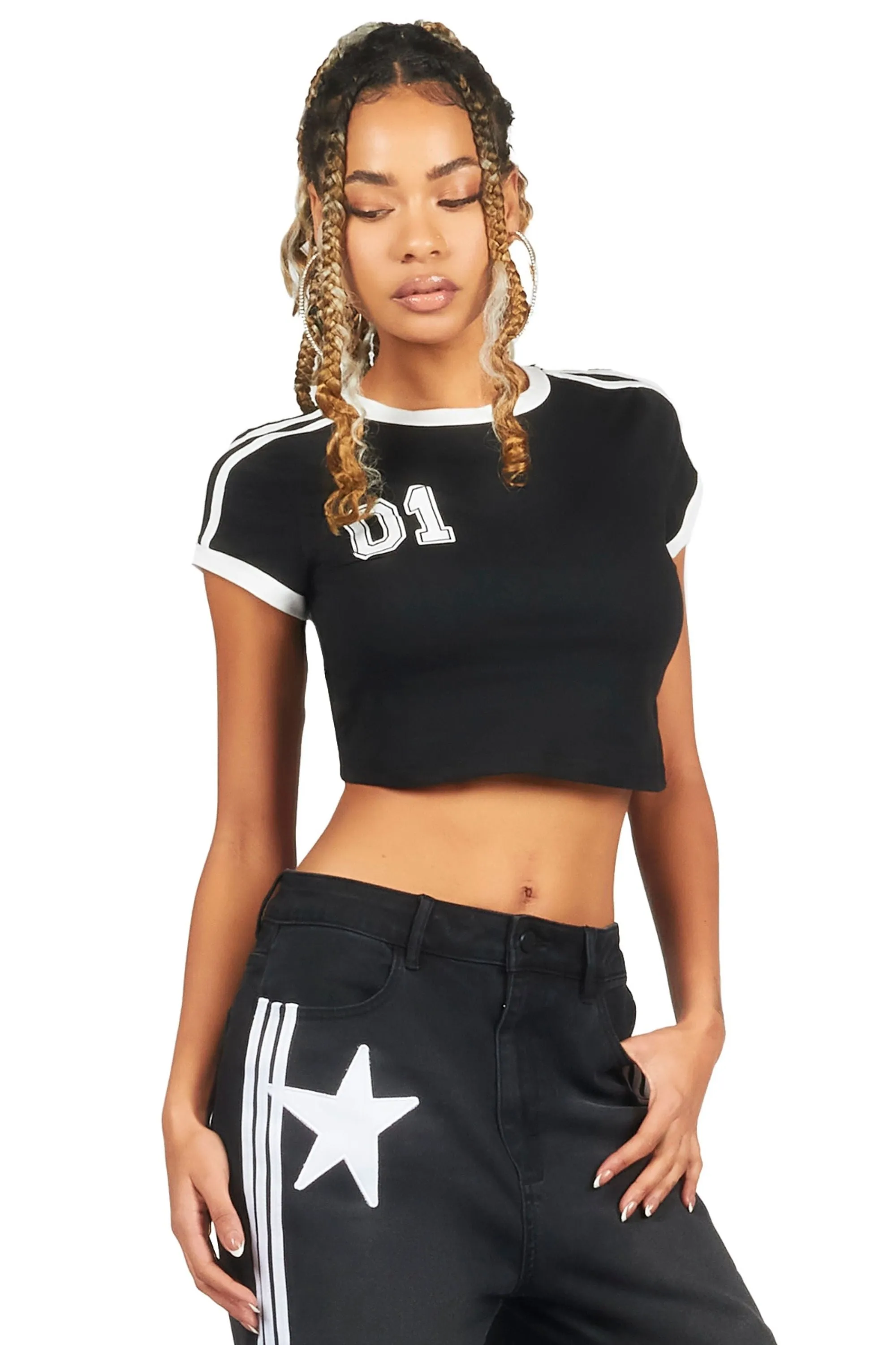 Jeanine Black Crop T-Shirt sold by Rockstar Original