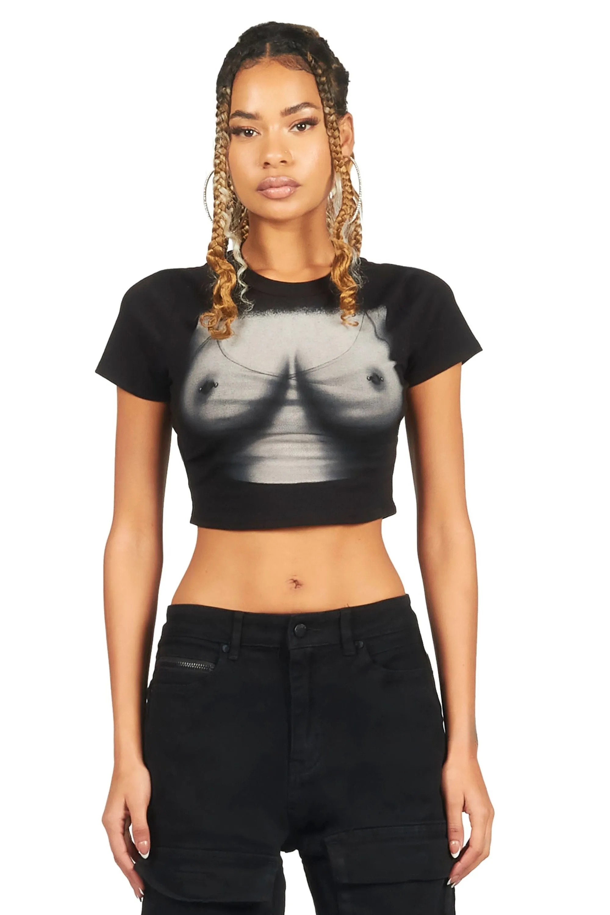 Shawntia Black Crop T-Shirt sold by Rockstar Original