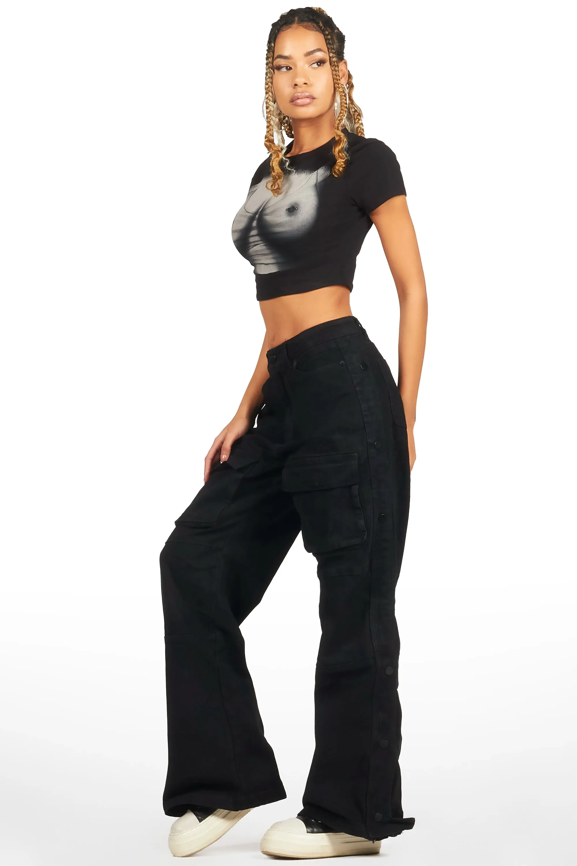 Shawntia Black Crop T-Shirt sold by Rockstar Original product image thumbnail 2