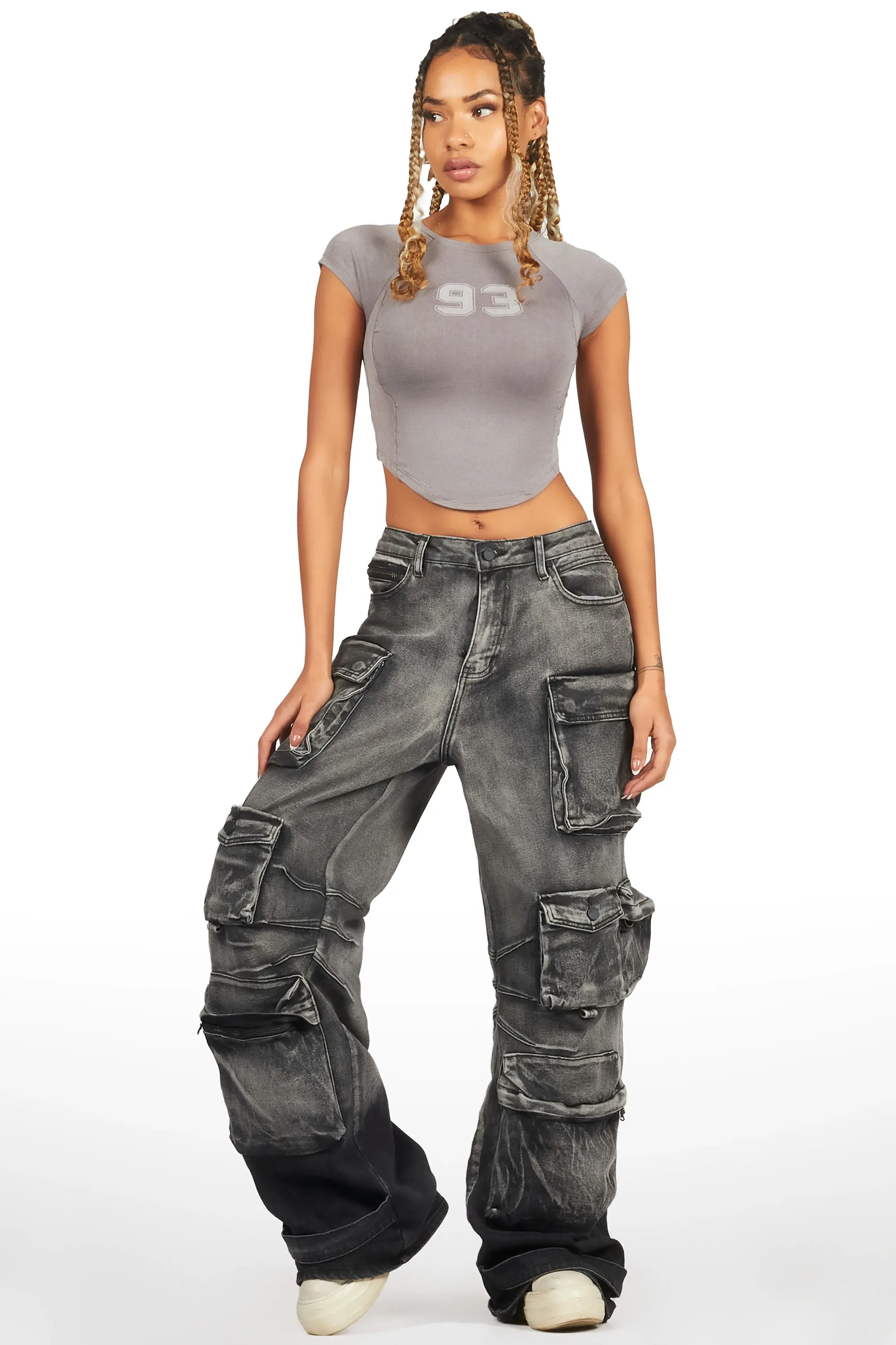 Kaisyna Grey Crop T-Shirt sold by Rockstar Original product image thumbnail 5