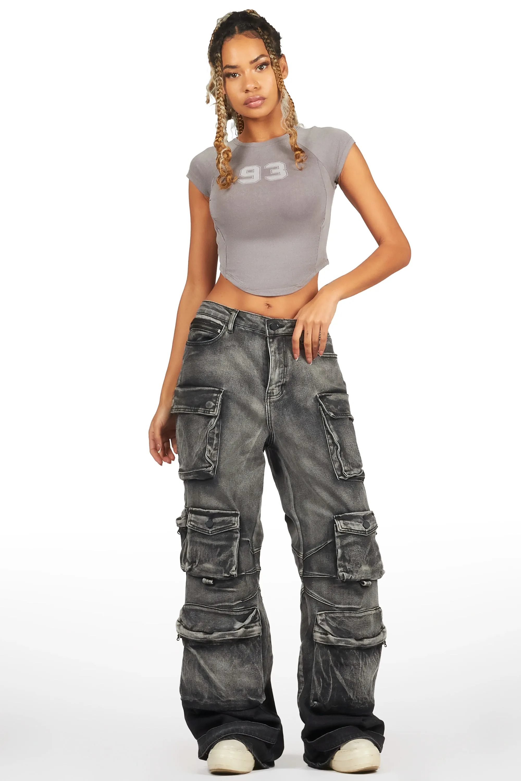 Kaisyna Grey Crop T-Shirt sold by Rockstar Original product image thumbnail 3