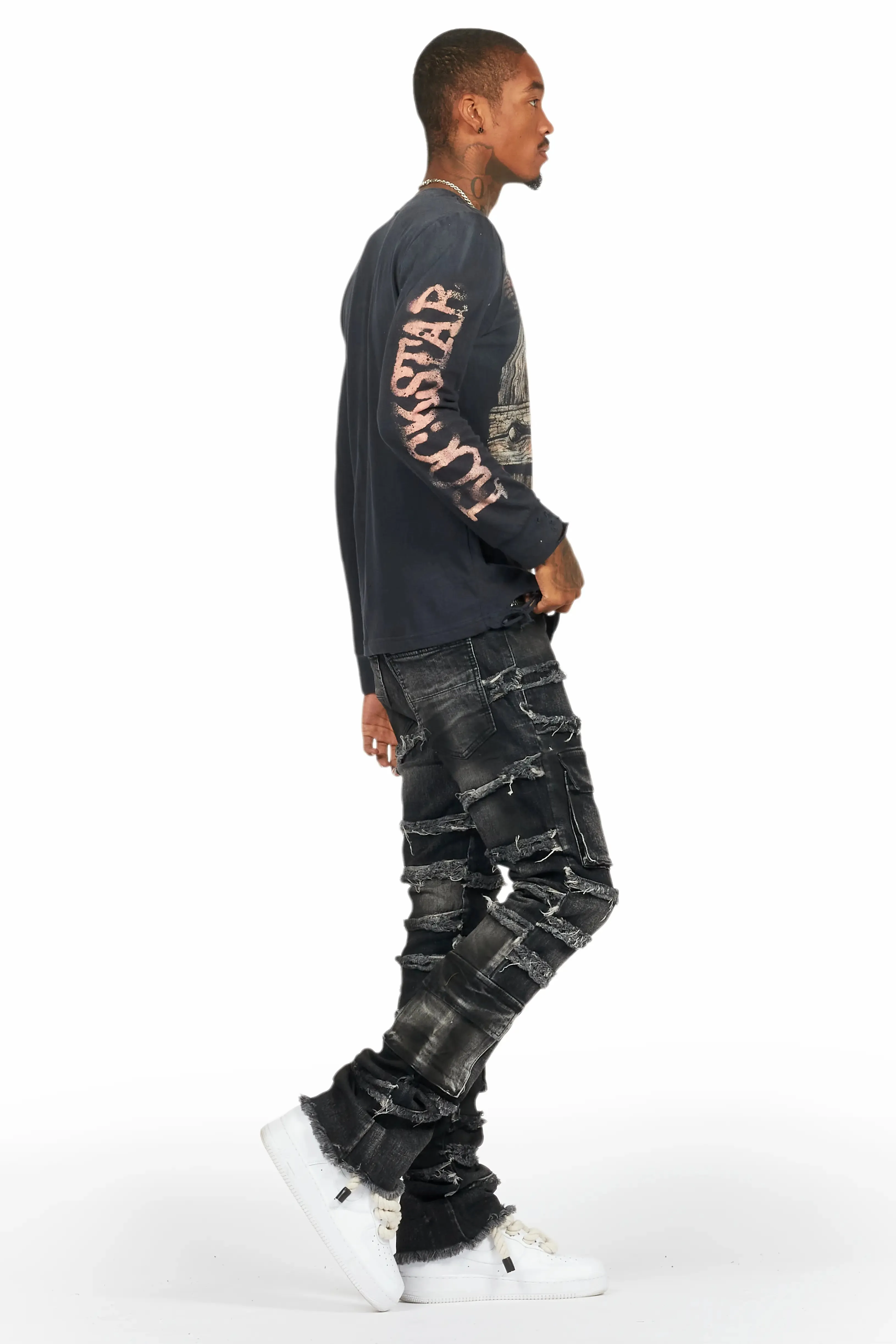 Yves Black Stacked Flare Cargo Jean sold by Rockstar Original product image thumbnail 4