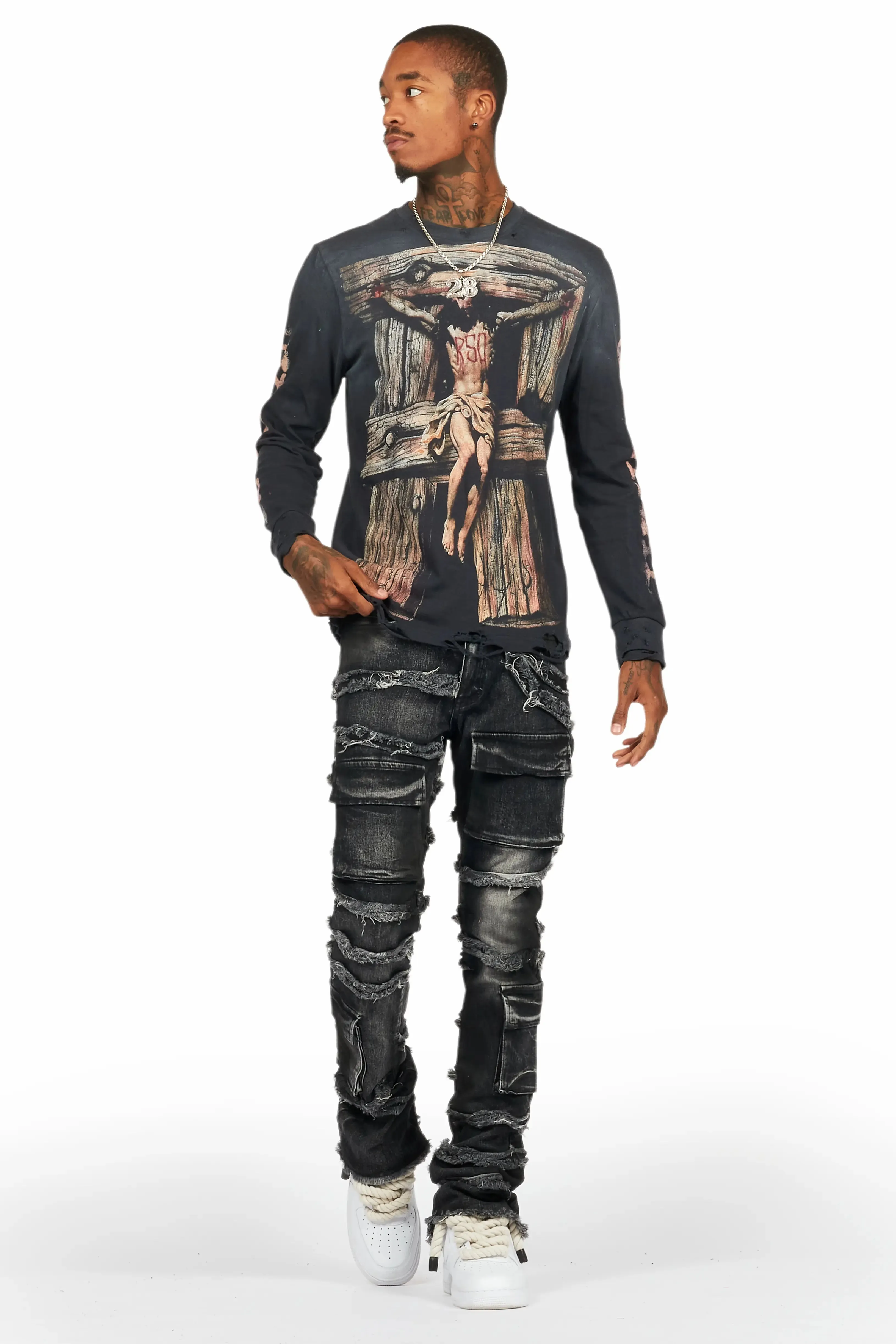 Yves Black Stacked Flare Cargo Jean sold by Rockstar Original product image thumbnail 3