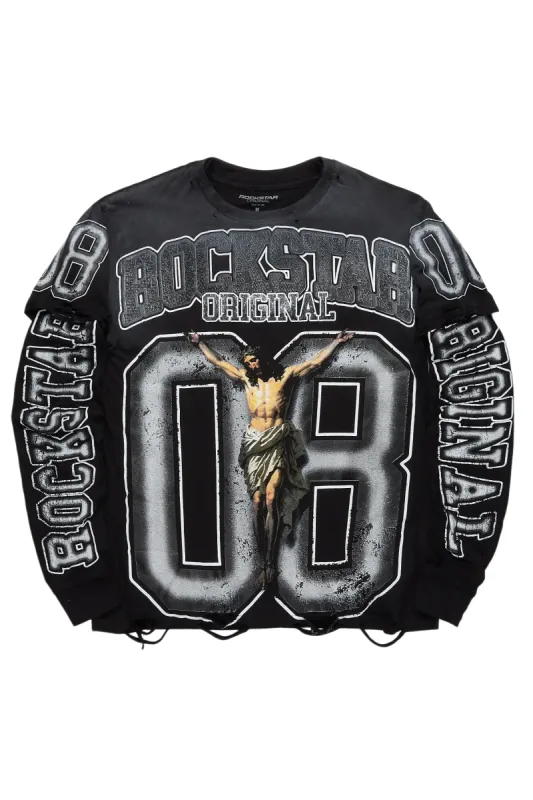 Fields Black/White Double Layer Long Sleeve Graphic T-Shirt sold by Rockstar Original