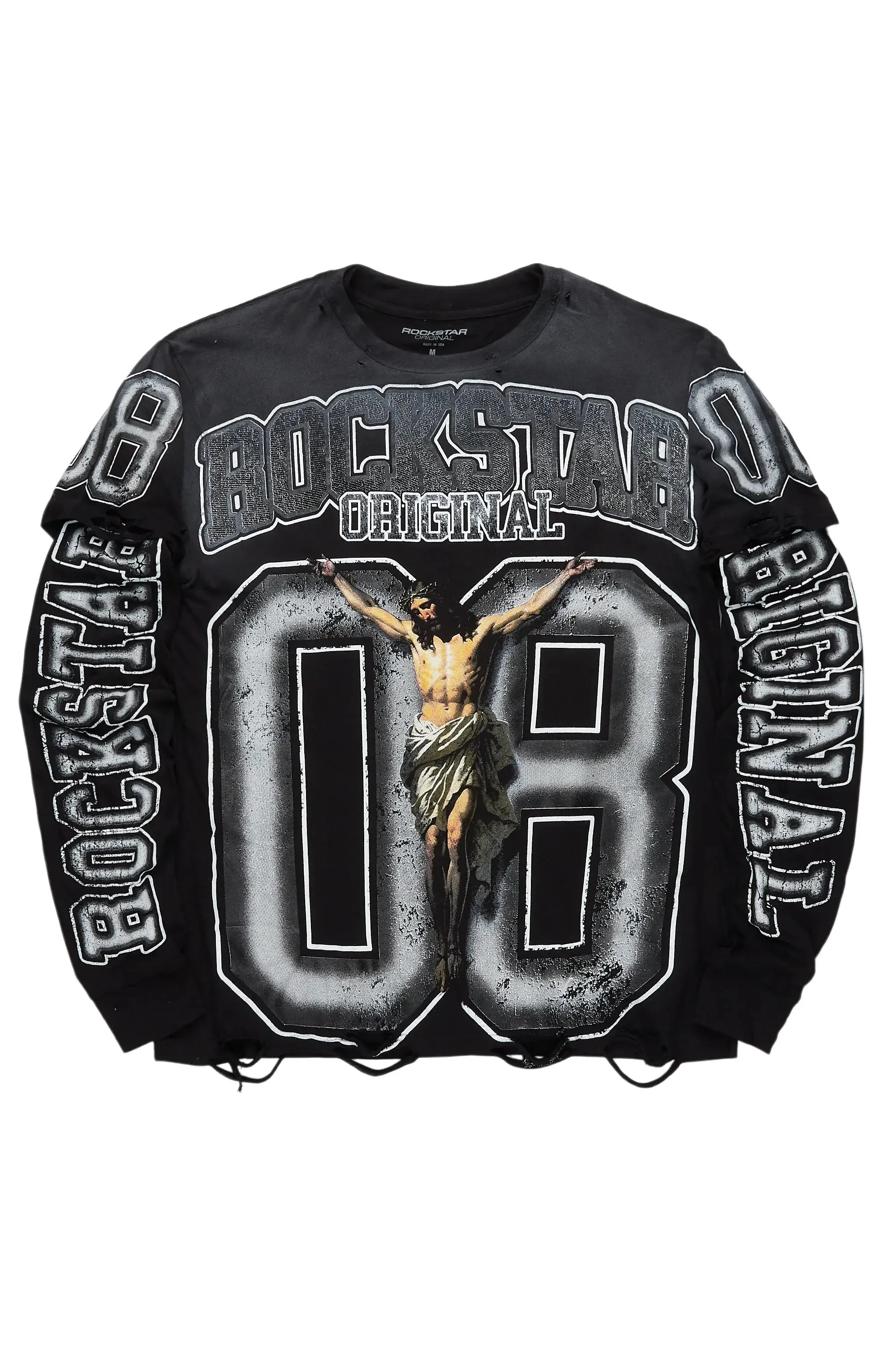 Fields Black/White Double Layer Long Sleeve Graphic T-Shirt sold by Rockstar Original
