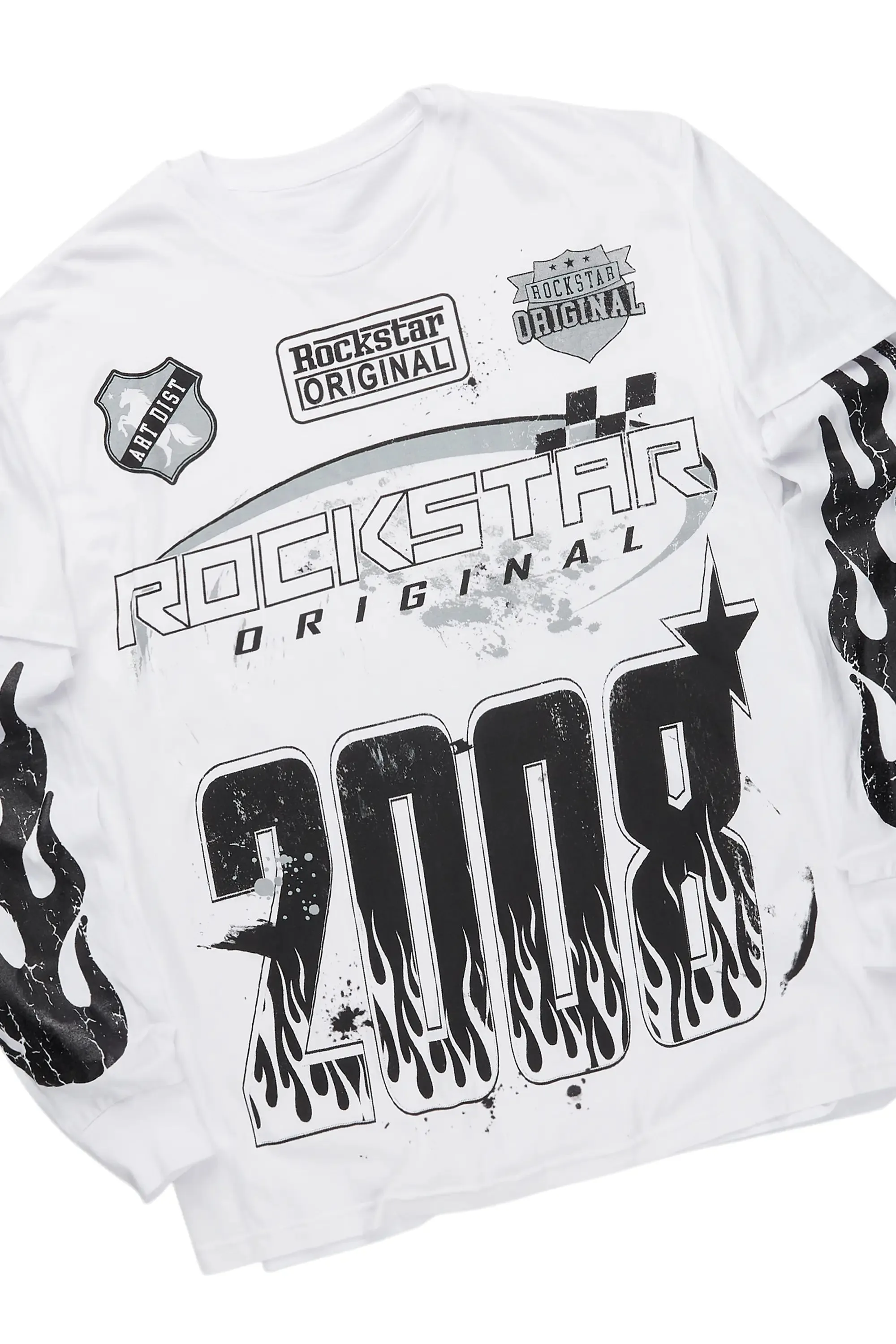 Amos White/Grey Double Layer T-Shirt/Stacked Baggy Pant Set sold by Rockstar Original product image thumbnail 2