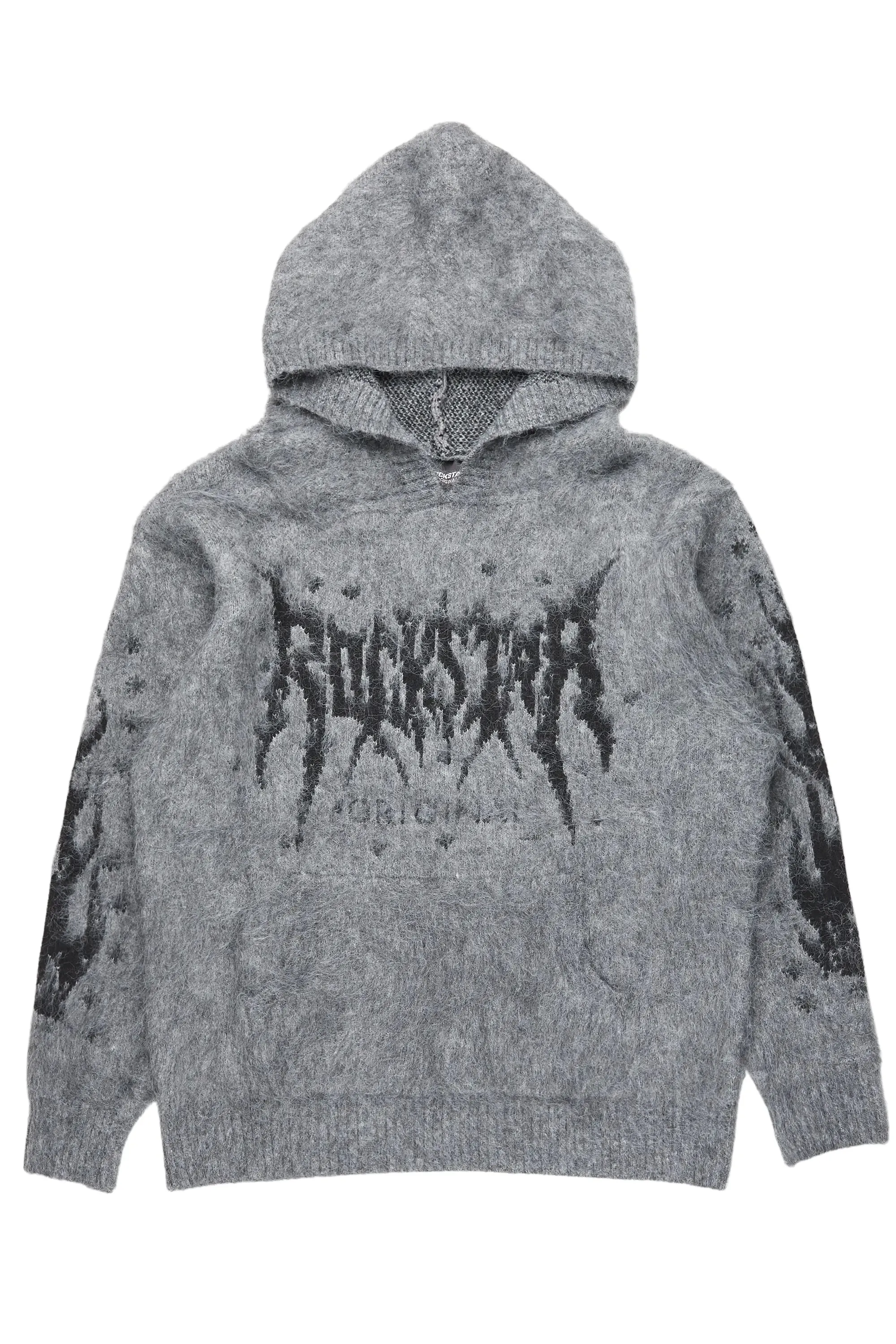 Evelyn Grey Graphic Mohair Hoodie sold by Rockstar Original
