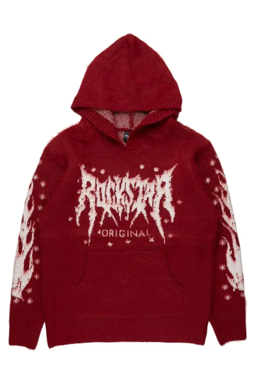 Evelyn Red Graphic Mohair Hoodie sold by Rockstar Original