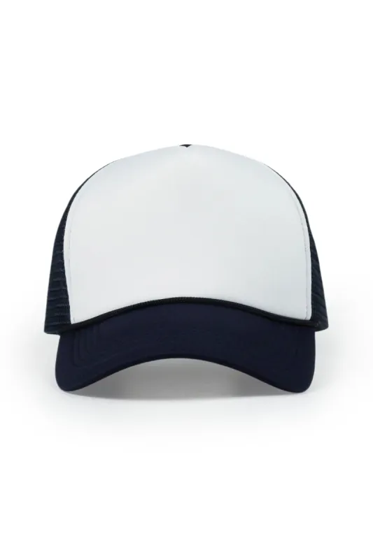 Womens White/Navy Basic Trucker Hat sold by Rockstar Original