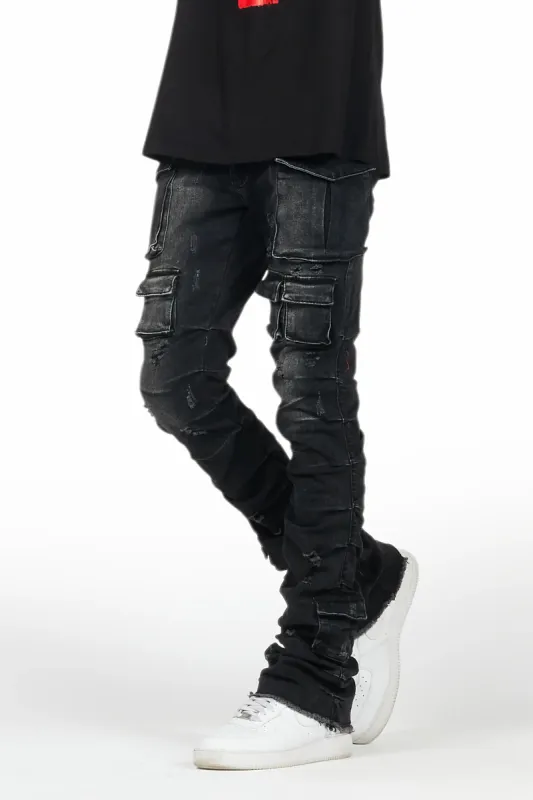 Gentry Dark Grey Wash Stacked Flare Jean sold by Rockstar Original