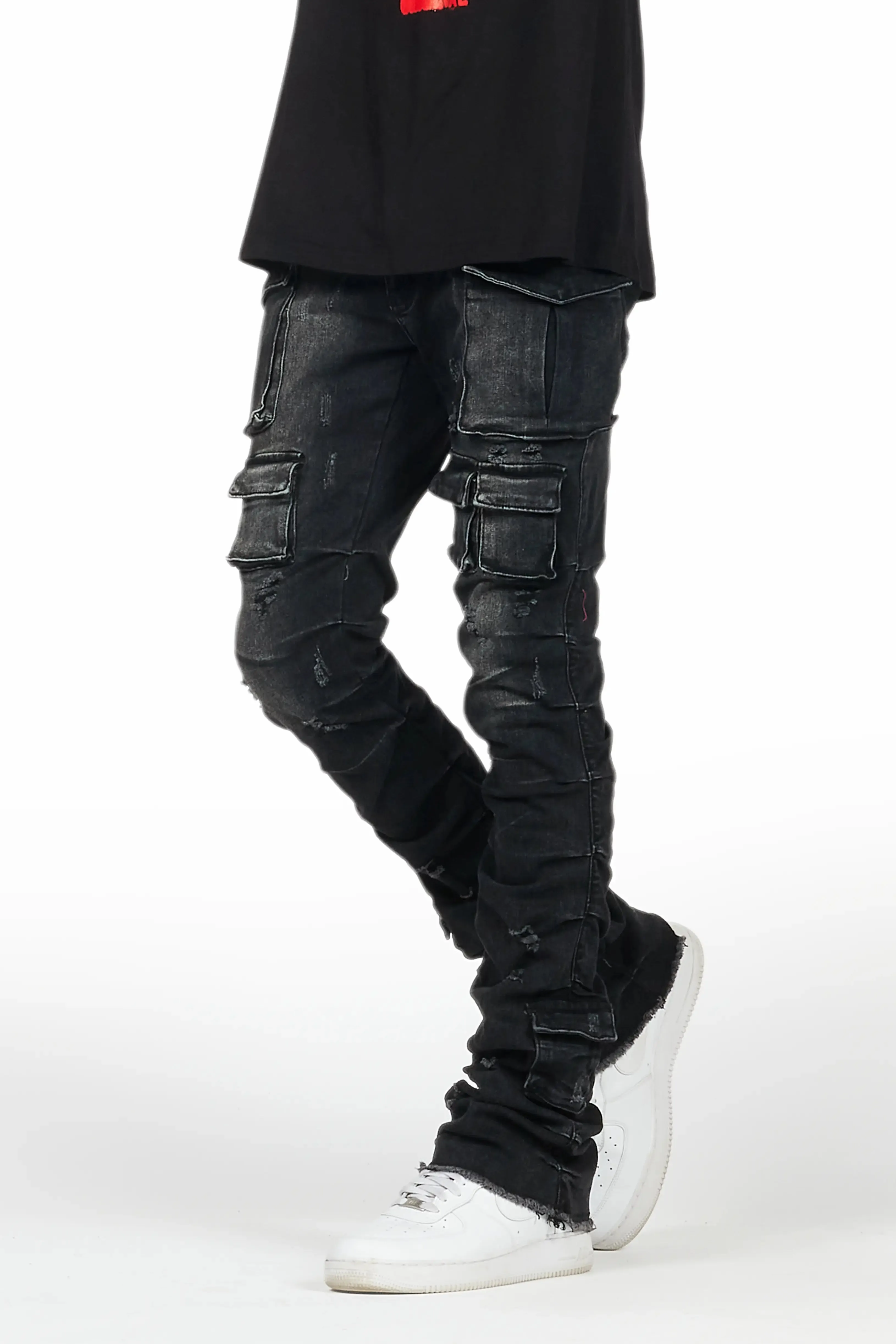 Gentry Dark Grey Wash Stacked Flare Jean sold by Rockstar Original