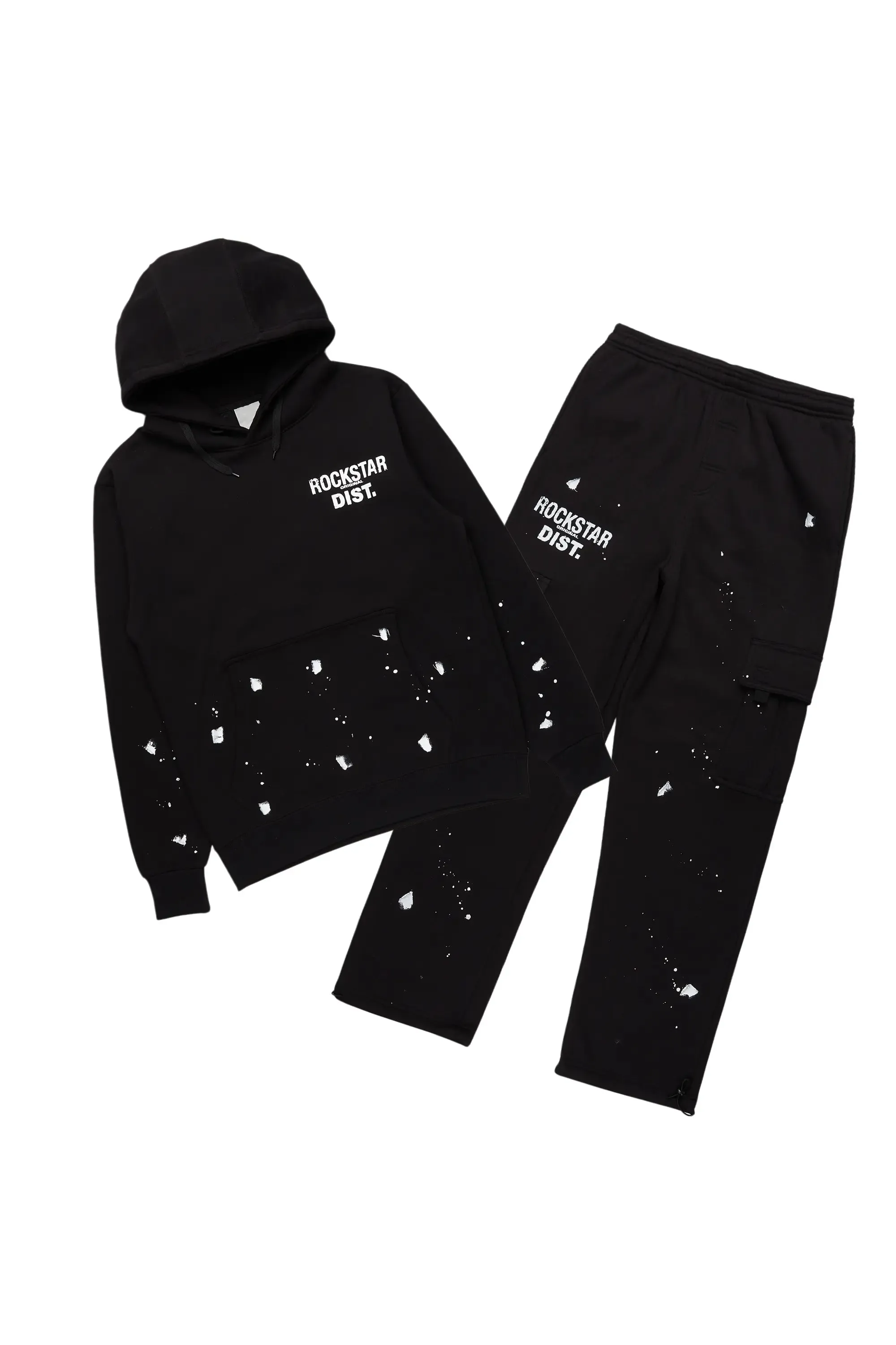 Raffer Black Hoodie/Cargo Sweat Pant Set sold by Rockstar Original